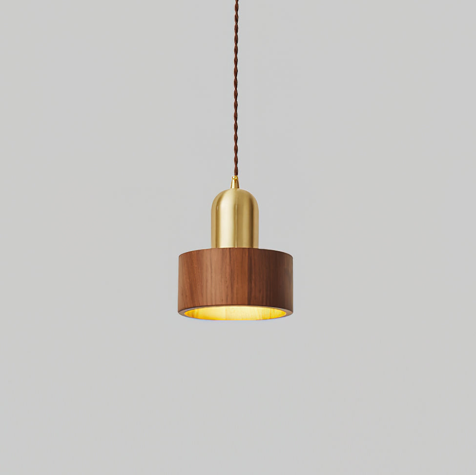 Lampada a sospensione in legno, forme assortite in legno massello e ottone