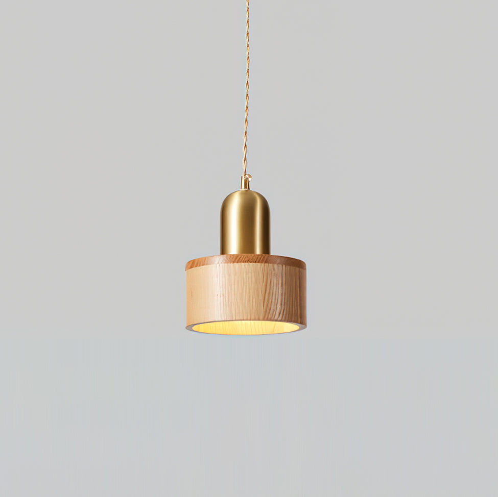 Lampada a sospensione in legno, forme assortite in legno massello e ottone