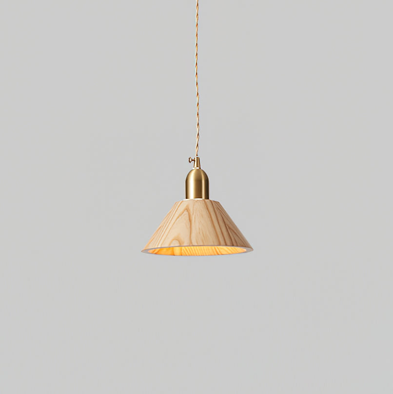 Lampada a sospensione in legno, forme assortite in legno massello e ottone