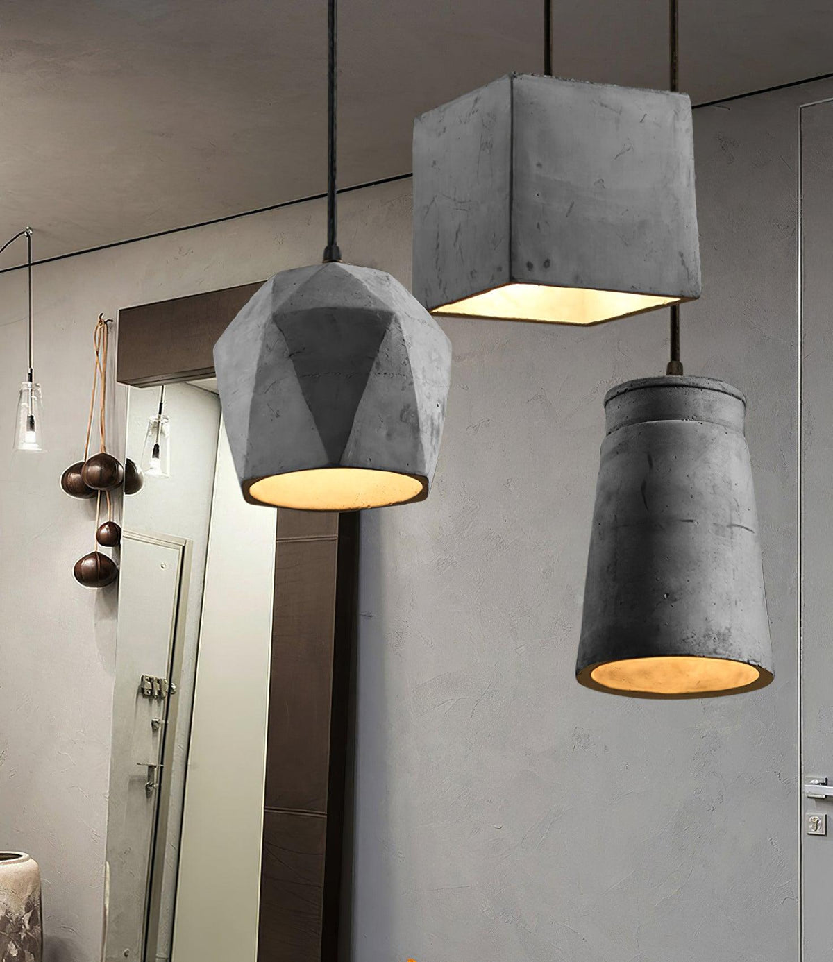 Geo lampada a sospensione industriale in cemento