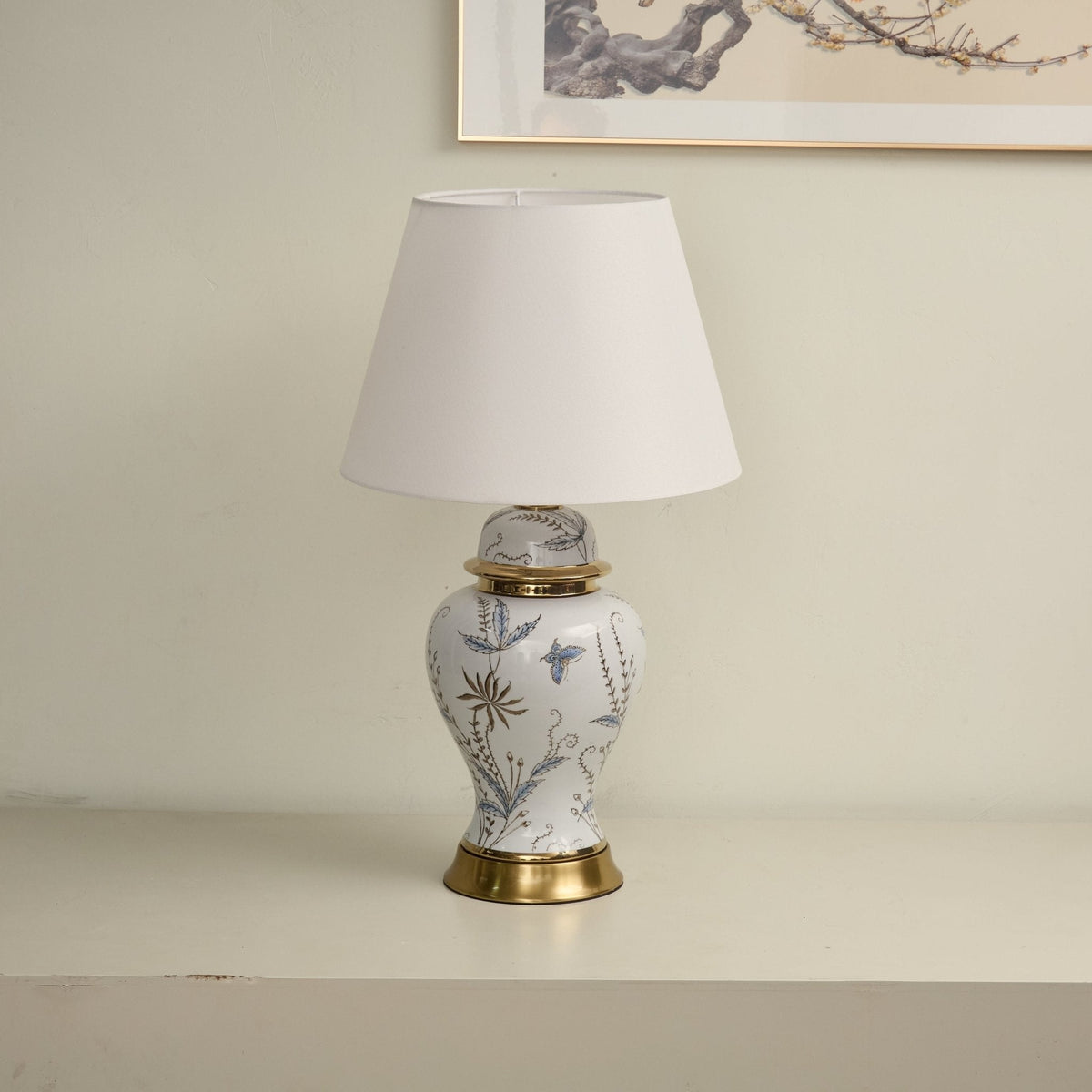 Gilt lampada da tavolo con Accenti in Ceramica