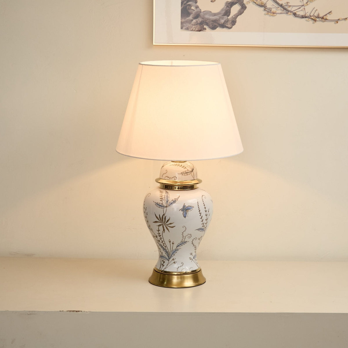 Gilt lampada da tavolo con Accenti in Ceramica