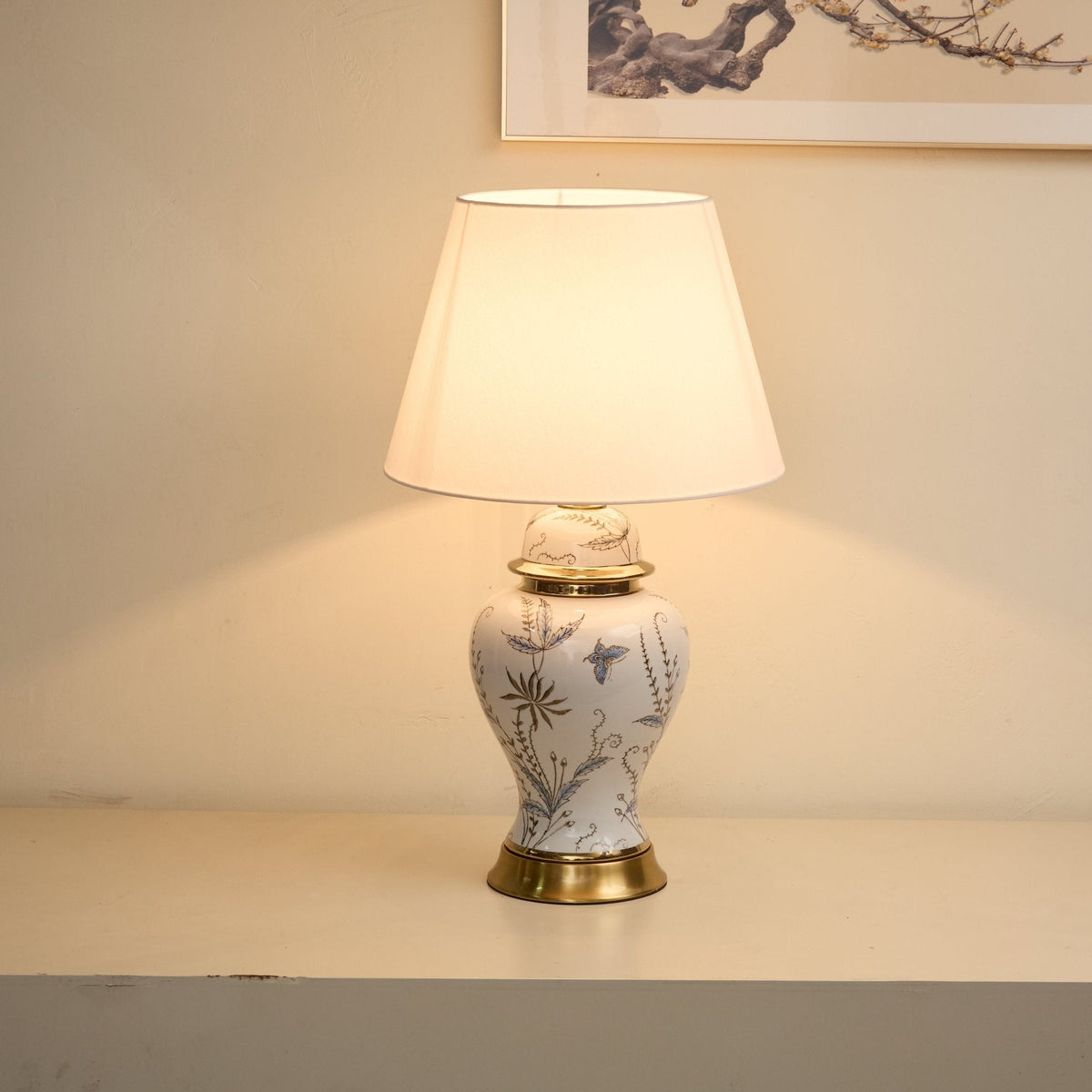 Gilt lampada da tavolo con Accenti in Ceramica