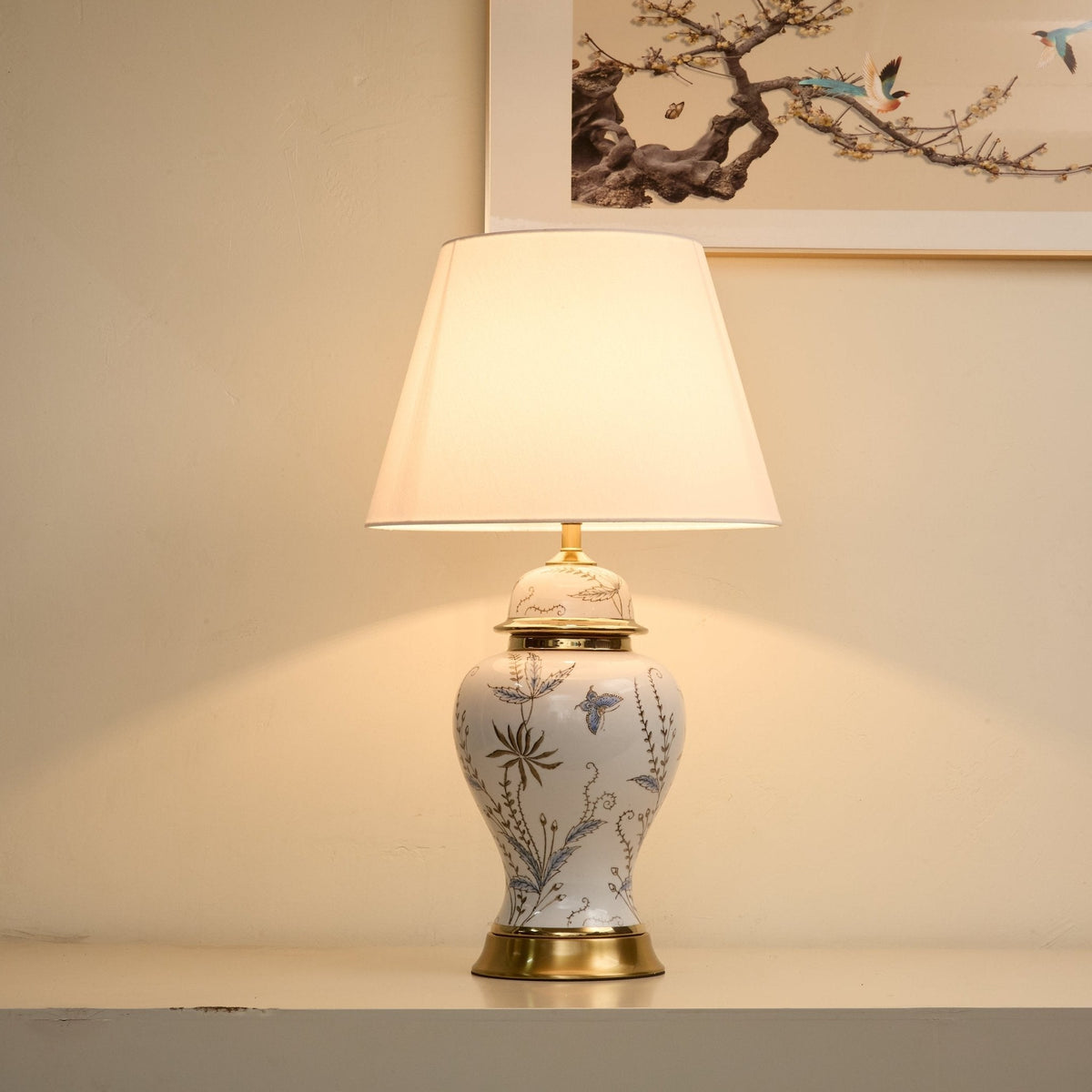 Gilt lampada da tavolo con Accenti in Ceramica