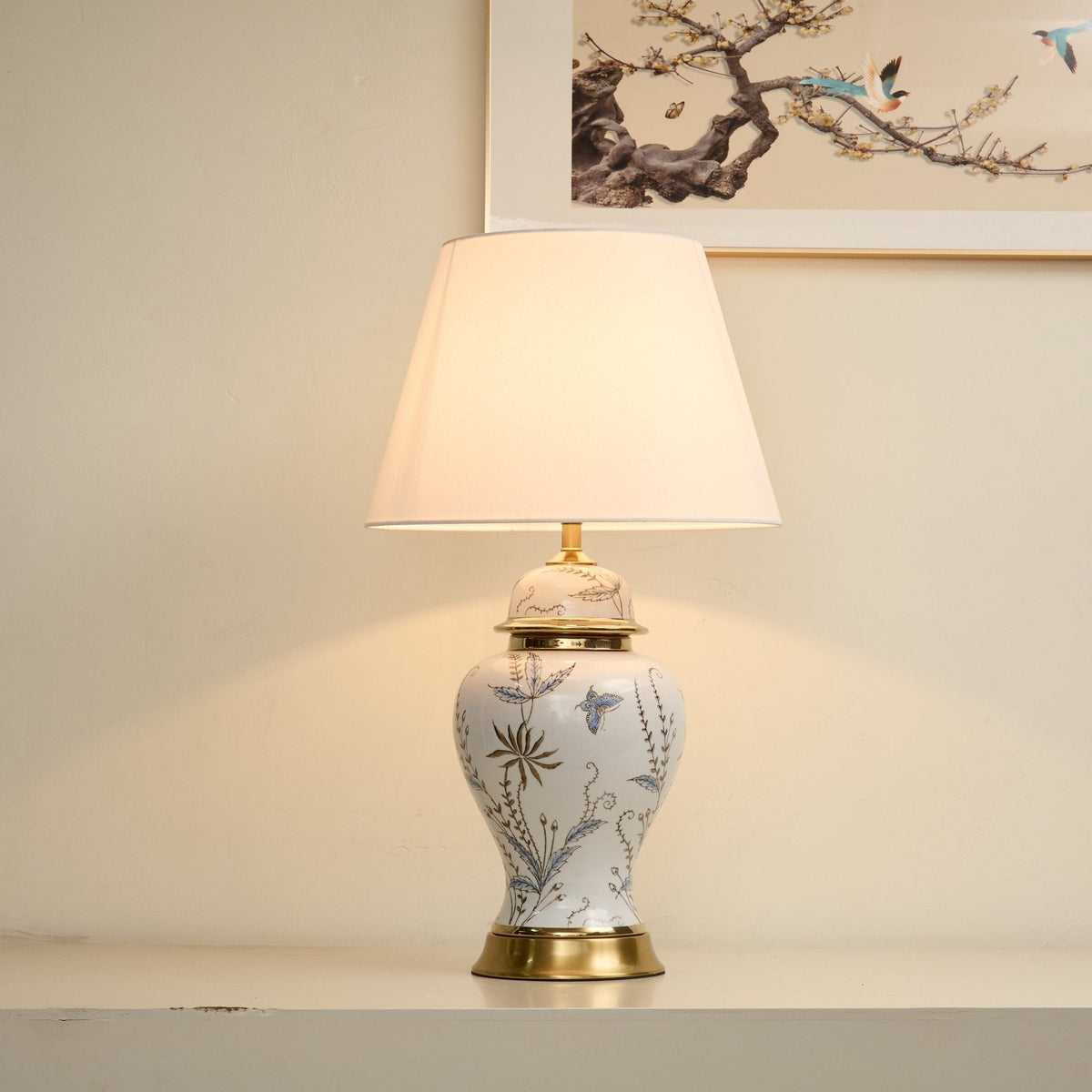Gilt lampada da tavolo con Accenti in Ceramica