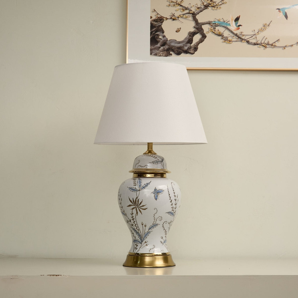 Gilt lampada da tavolo con Accenti in Ceramica