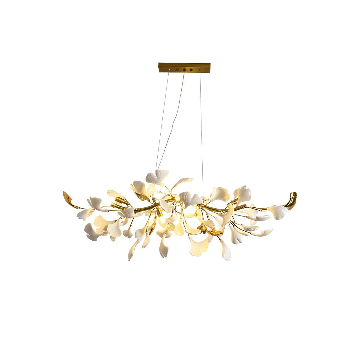 Dylo lampadario ottone lineare Ginkgo Petal in Ceramica Ramo floreale
