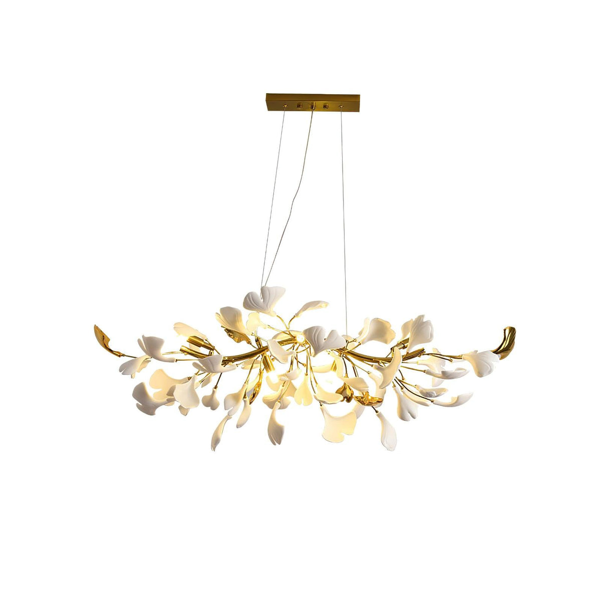 Dylo lampadario ottone lineare Ginkgo Petal in Ceramica Ramo floreale
