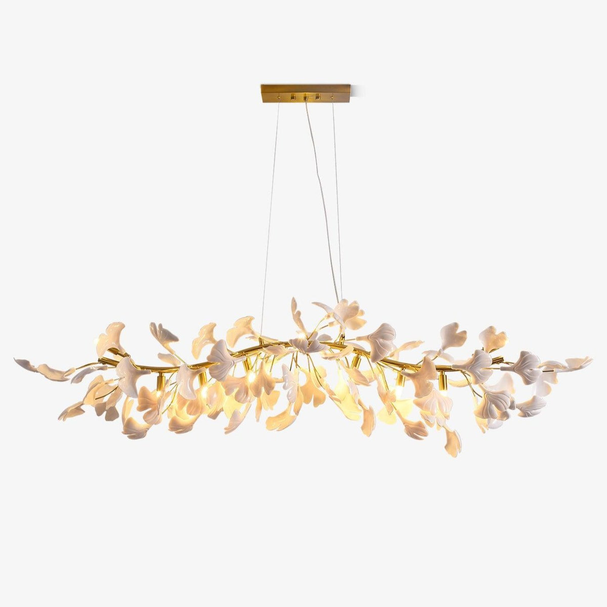 Dylo lampadario ottone lineare Ginkgo Petal in Ceramica Ramo floreale