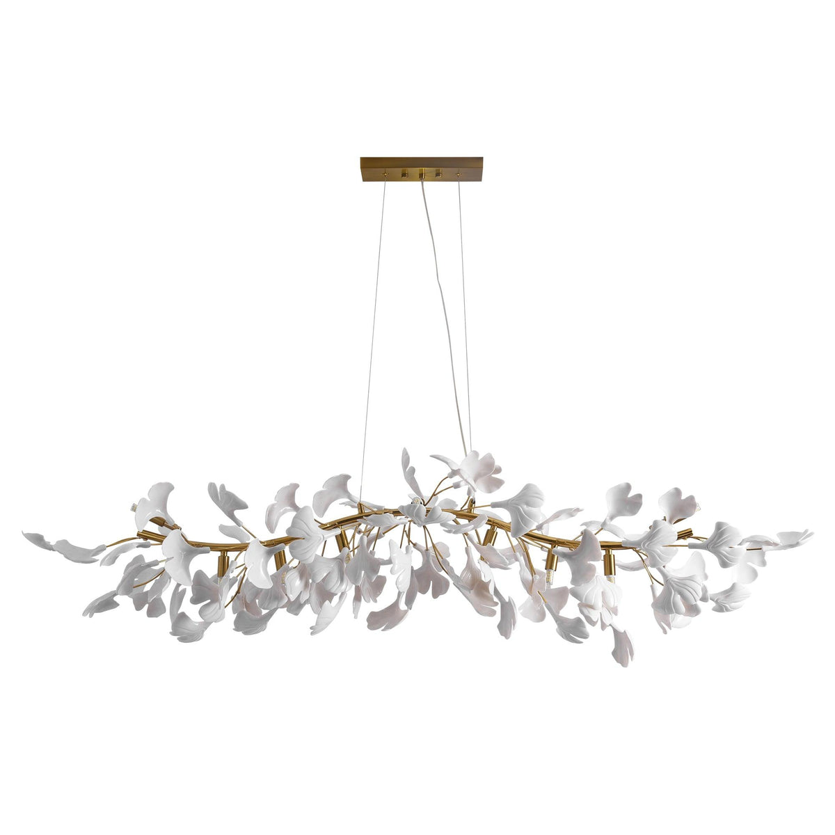 Dylo lampadario ottone lineare Ginkgo Petal in Ceramica Ramo floreale