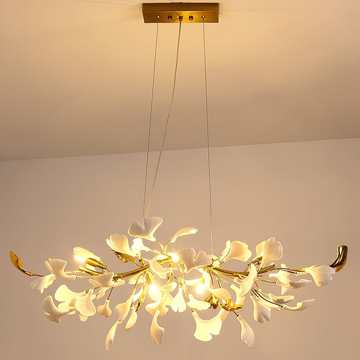Dylo lampadario ottone lineare Ginkgo Petal in Ceramica Ramo floreale