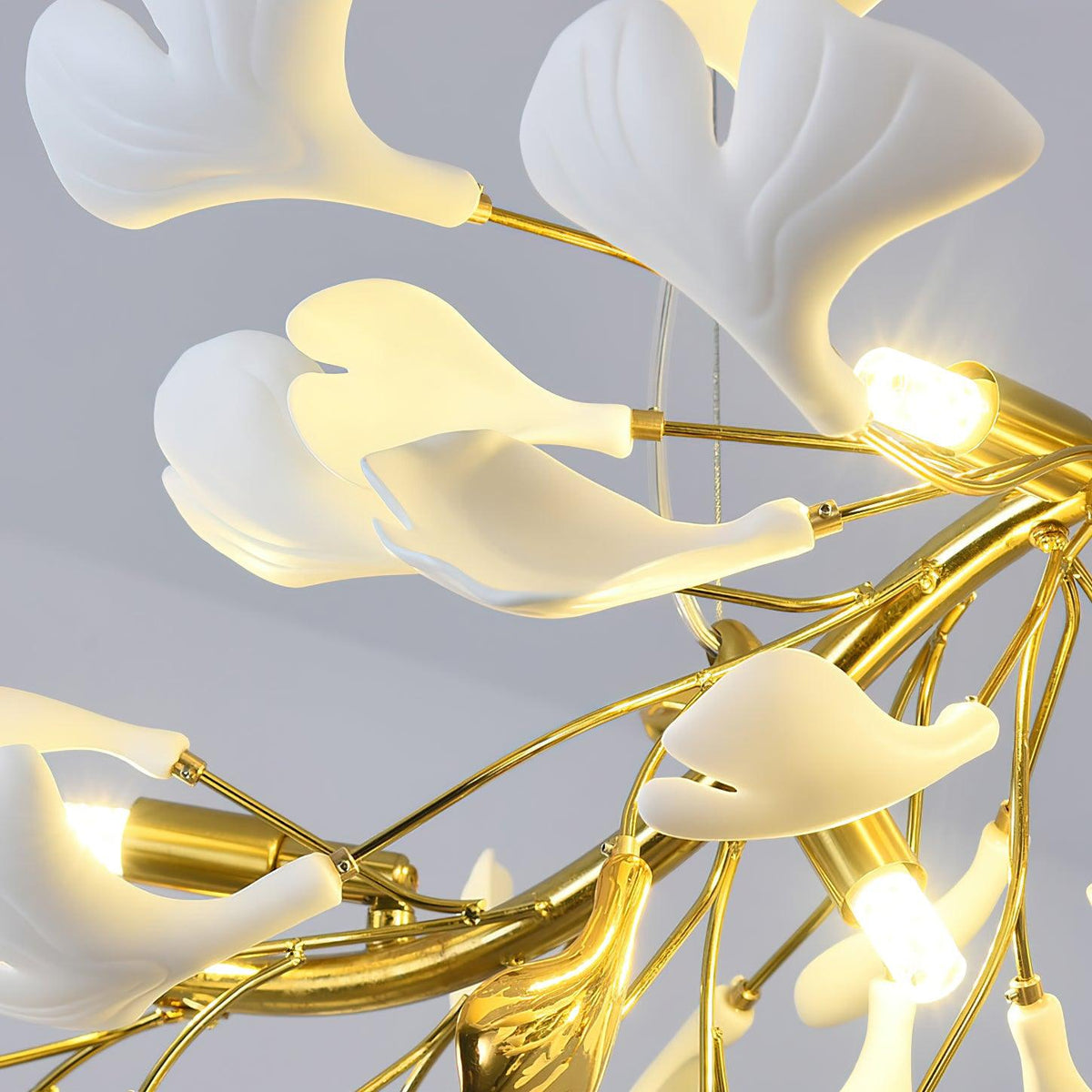 Dylo lampadario ottone lineare Ginkgo Petal in Ceramica Ramo floreale