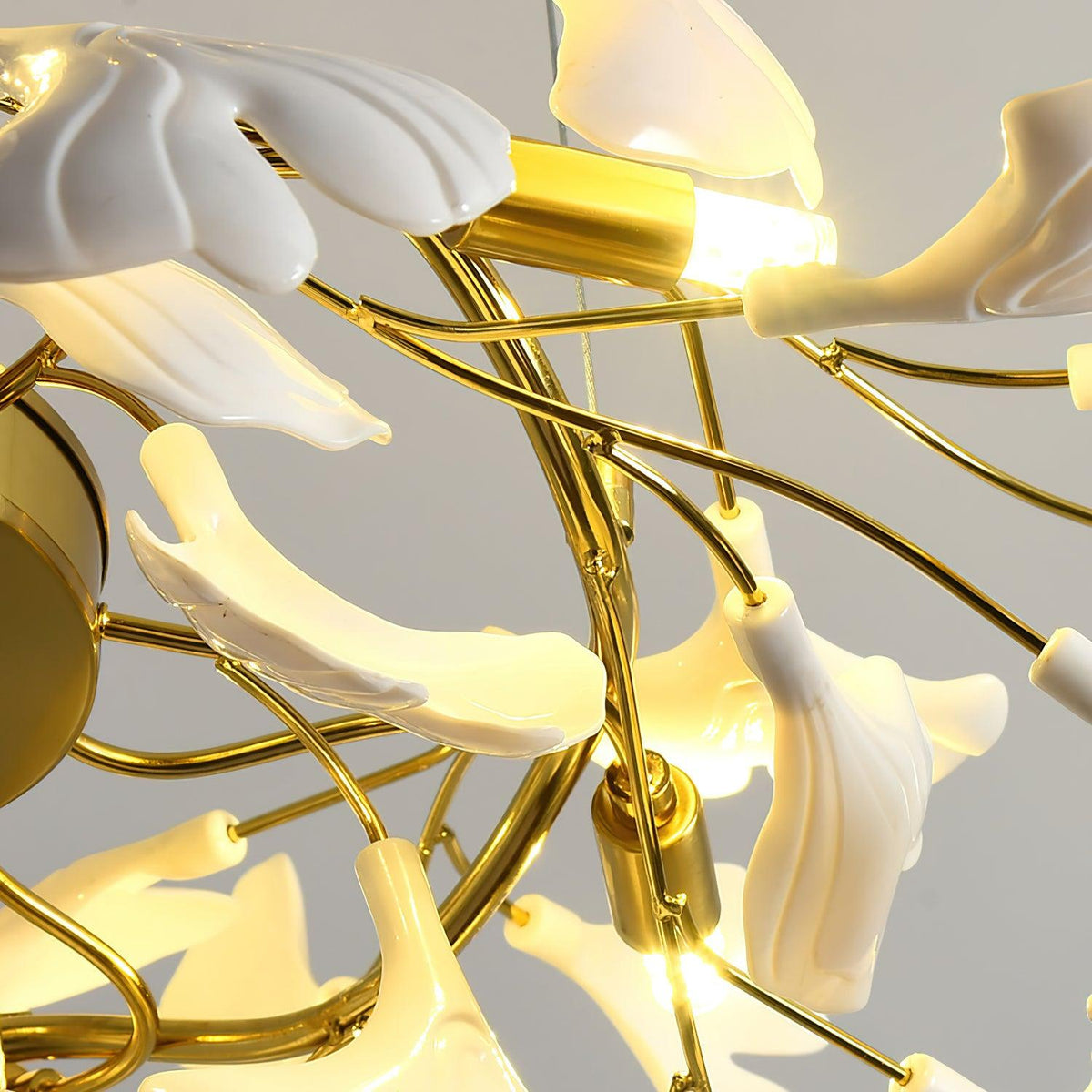 Dylo lampadario ottone lineare Ginkgo Petal in Ceramica Ramo floreale