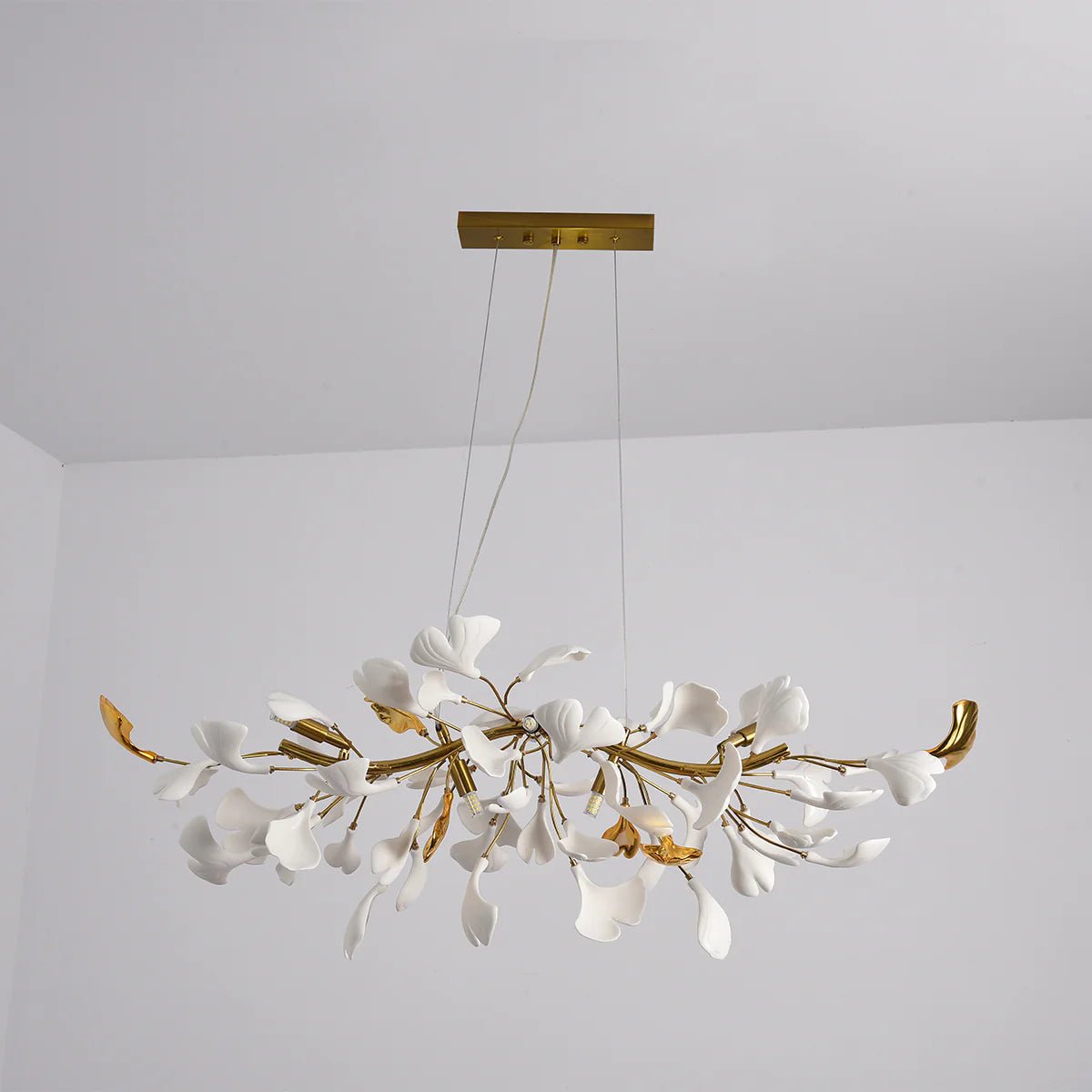 Dylo lampadario ottone lineare Ginkgo Petal in Ceramica Ramo floreale