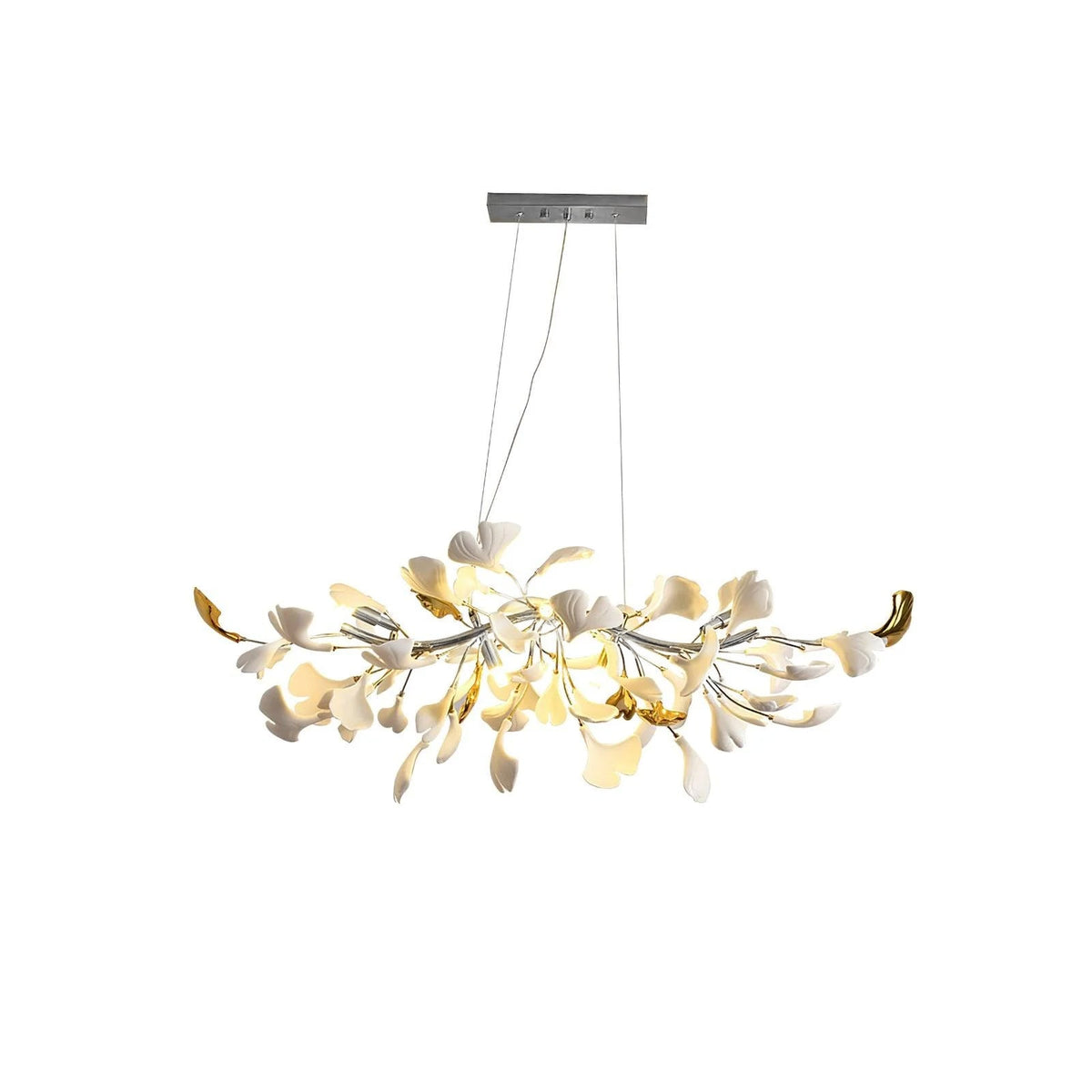 Dylo lampadario ottone lineare Ginkgo Petal in Ceramica Ramo floreale