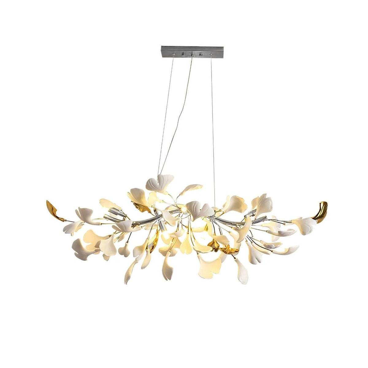 Dylo lampadario ottone lineare Ginkgo Petal in Ceramica Ramo floreale