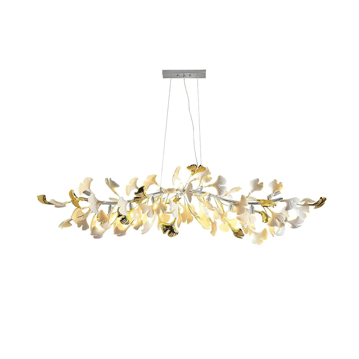 Dylo lampadario ottone lineare Ginkgo Petal in Ceramica Ramo floreale