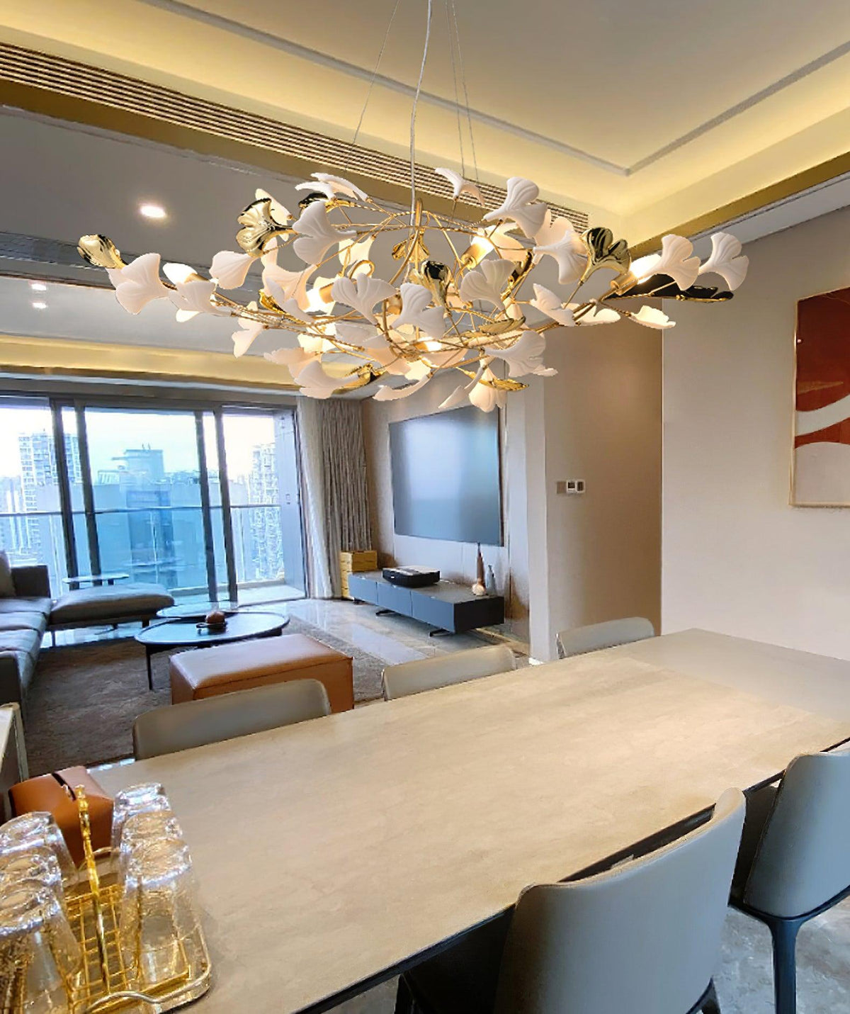 Cereian lampadario in Ceramica a petali di Ginkgo
