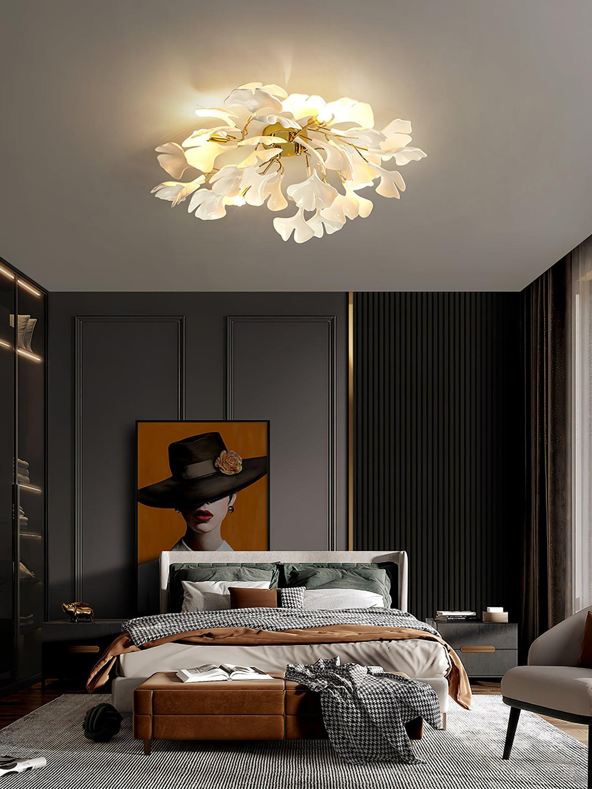 Callenne lampada da soffitto elegante a forma di foglia di ginkgo