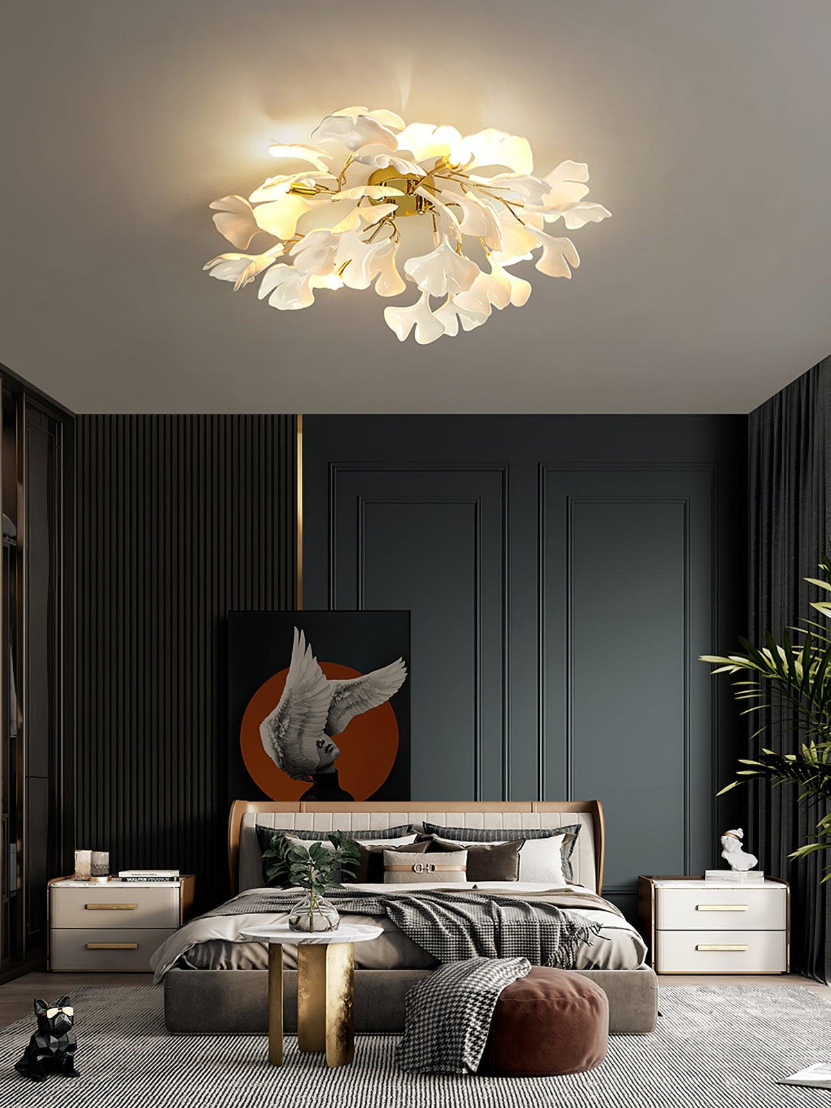 Callenne lampada da soffitto elegante a forma di foglia di ginkgo