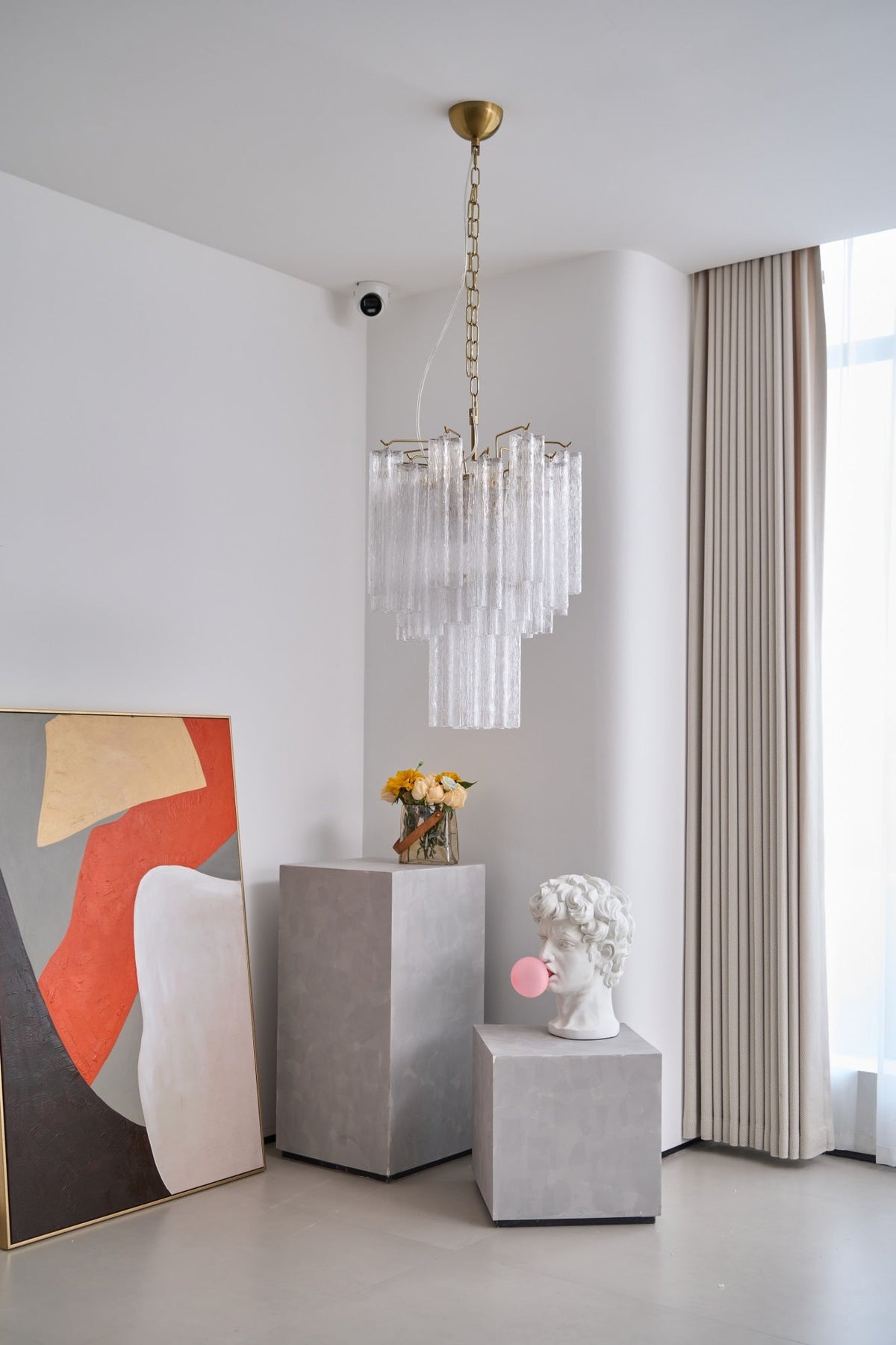 Celorora lampadario Tubi in vetro Murano Chiaro a Più Livelli moderno