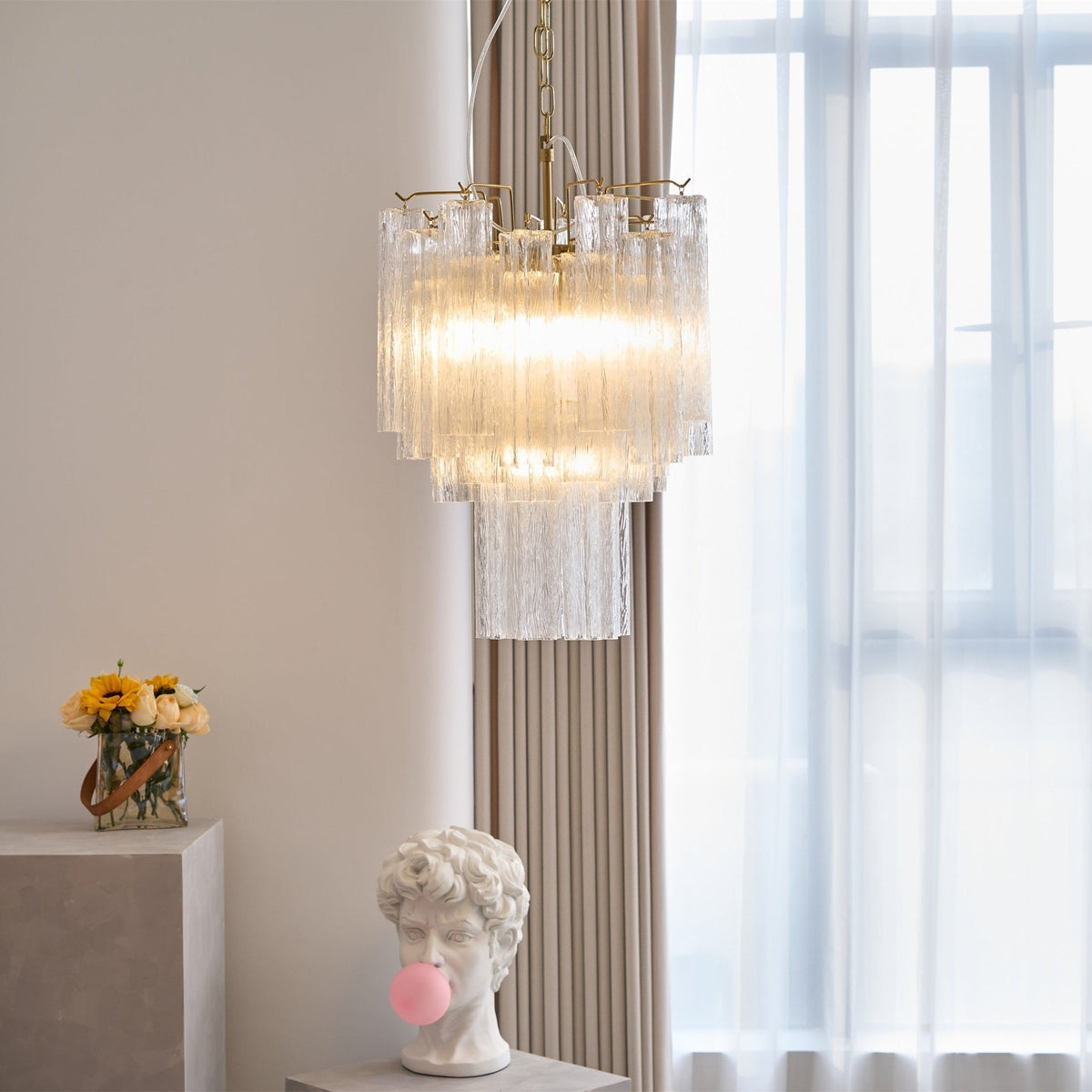 Celorora lampadario Tubi in vetro Murano Chiaro a Più Livelli moderno