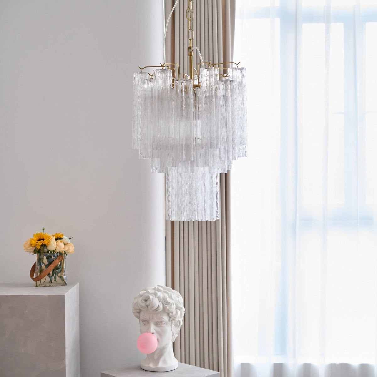 Celorora lampadario Tubi in vetro Murano Chiaro a Più Livelli moderno