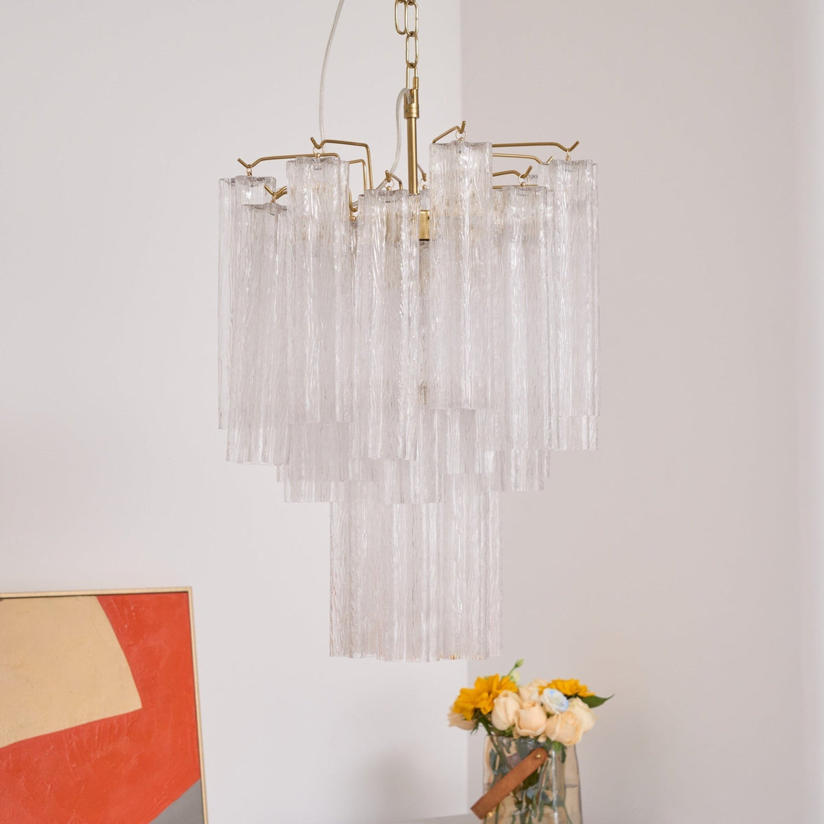 Celorora lampadario Tubi in vetro Murano Chiaro a Più Livelli moderno