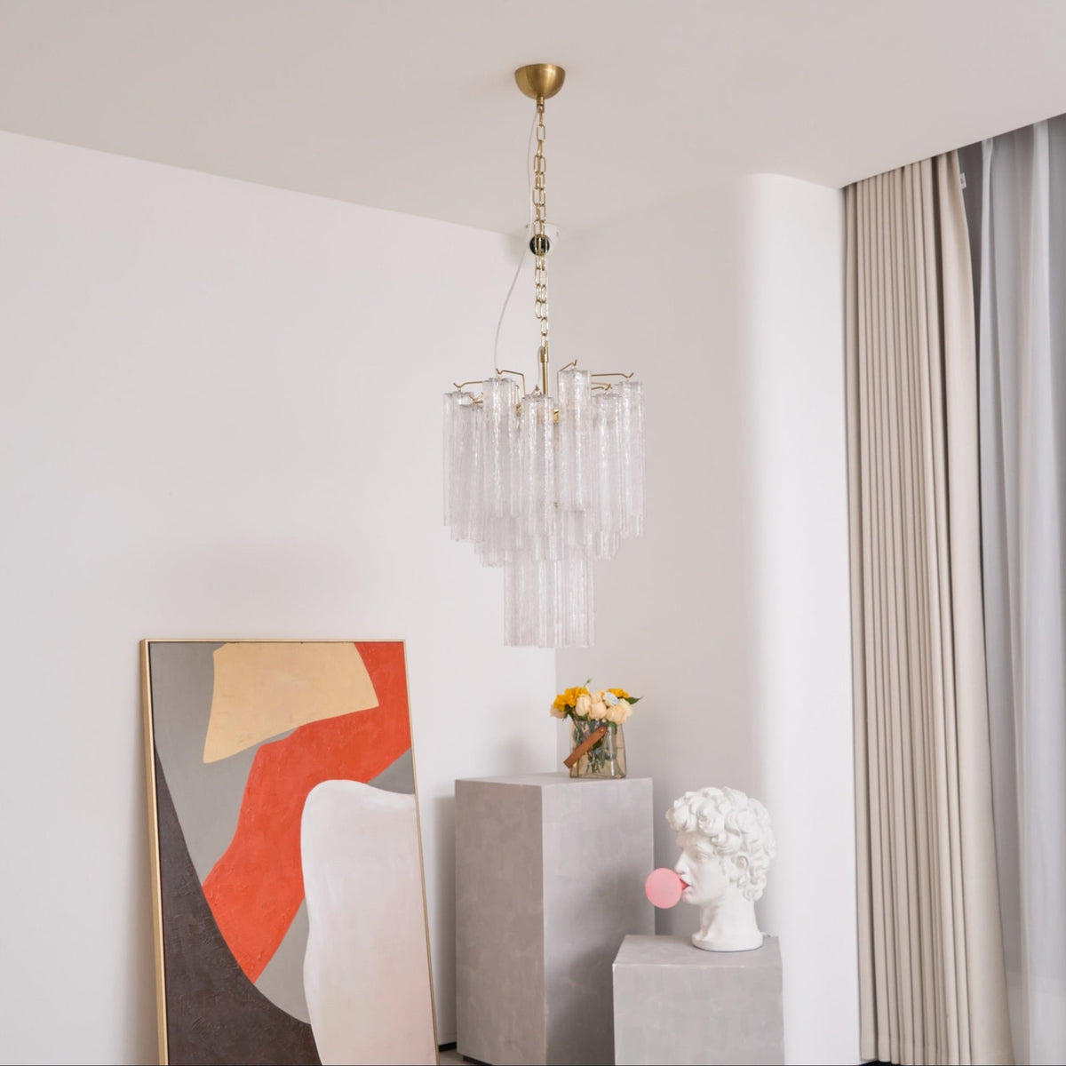 Celorora lampadario Tubi in vetro Murano Chiaro a Più Livelli moderno
