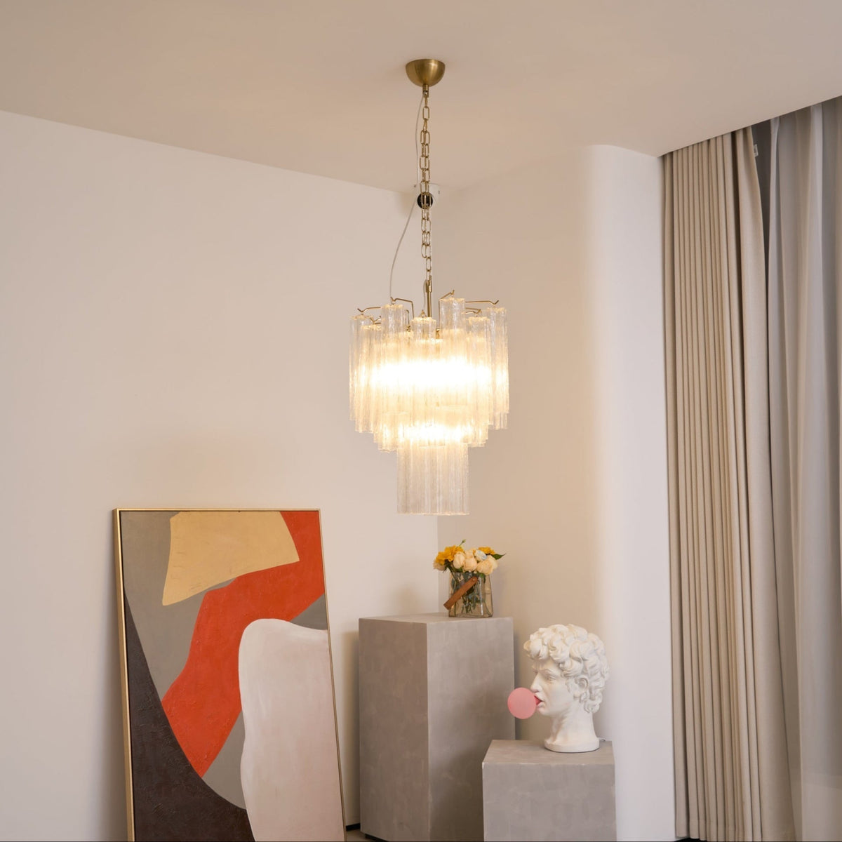 Celorora lampadario Tubi in vetro Murano Chiaro a Più Livelli moderno