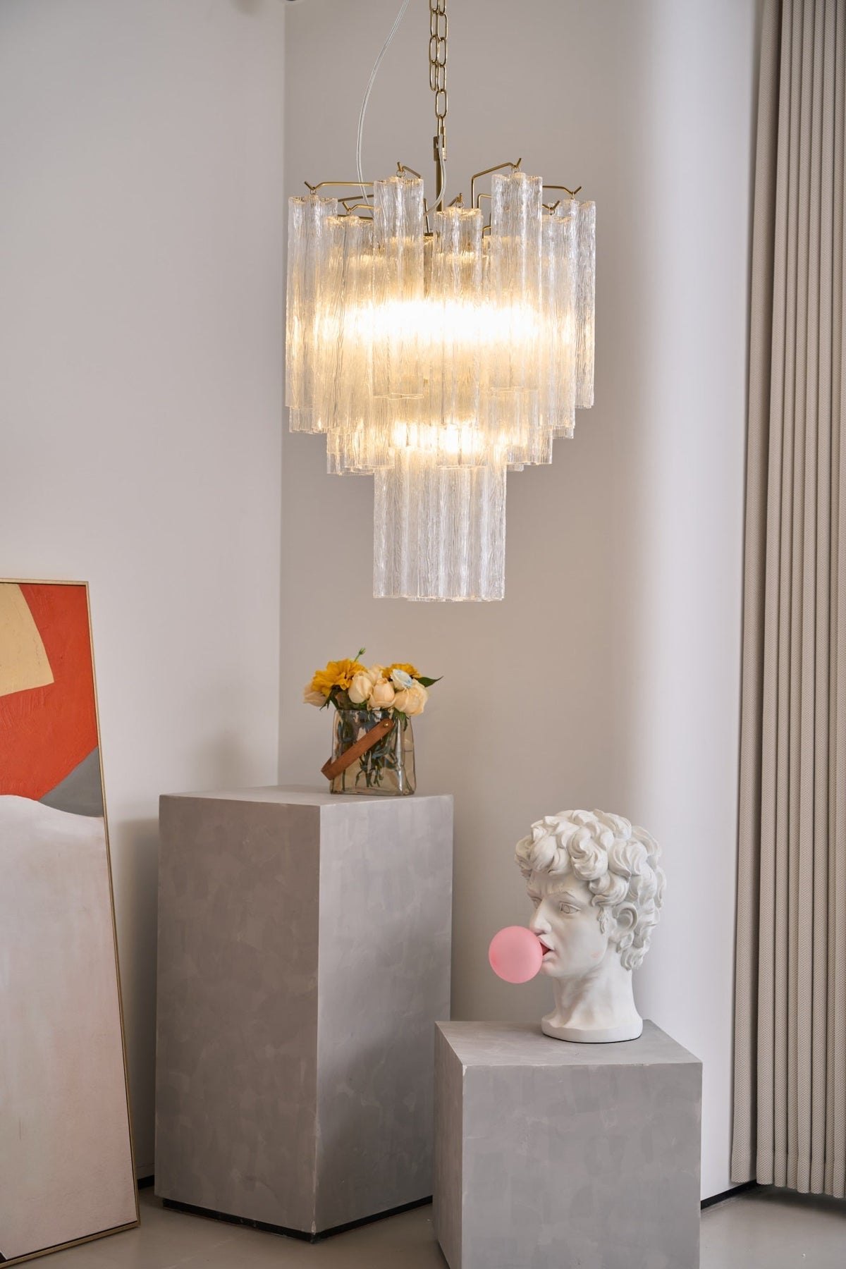 Celorora lampadario Tubi in vetro Murano Chiaro a Più Livelli moderno
