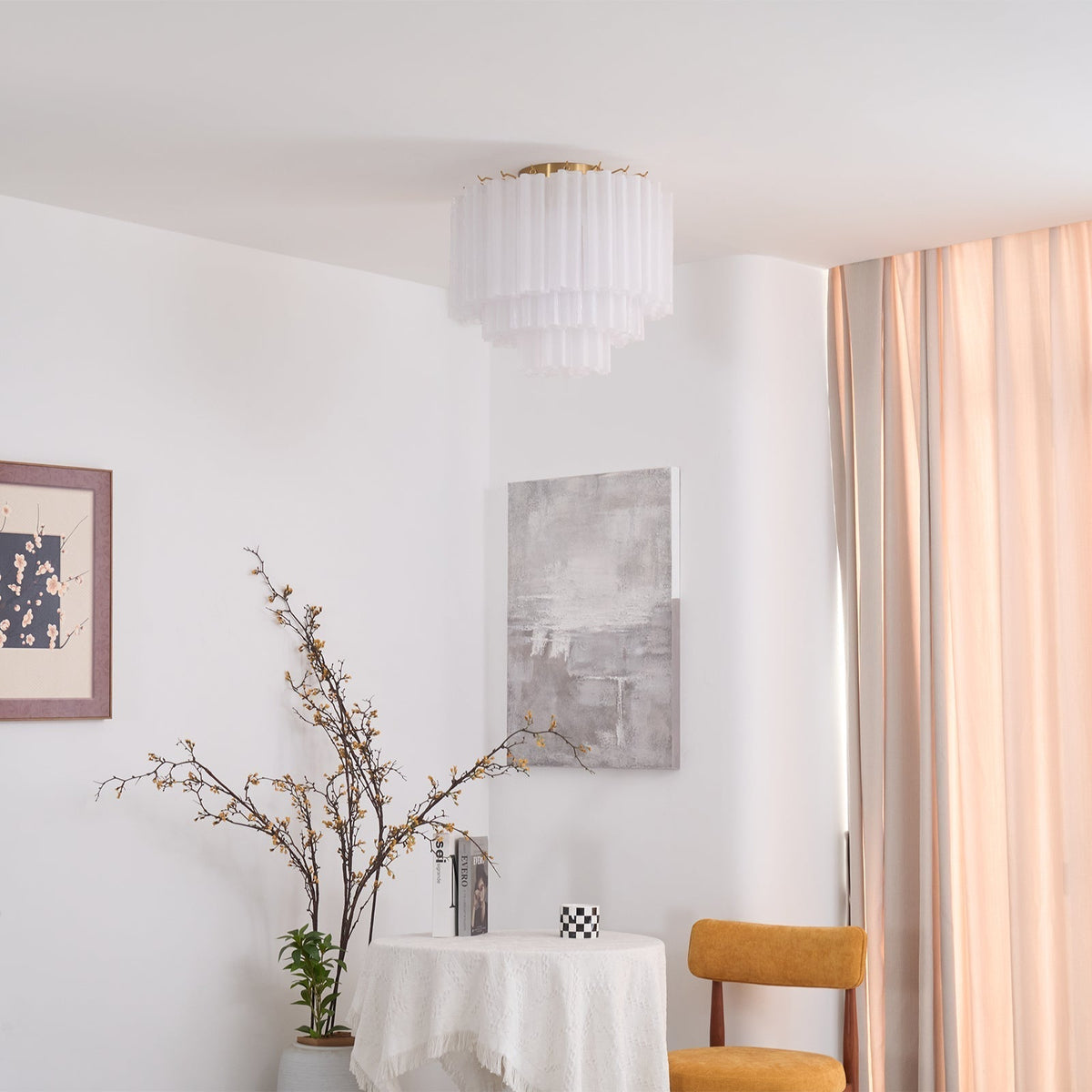 Velelena plafoniera in vetro Murano bianco Stratificato elegante moderna