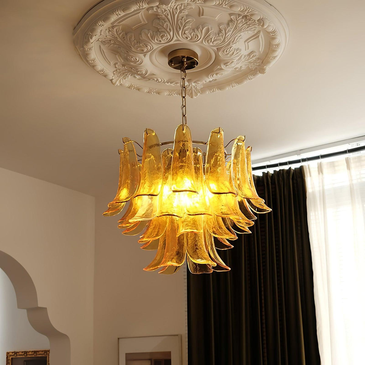 Glyra lampadario ambra Fioritura