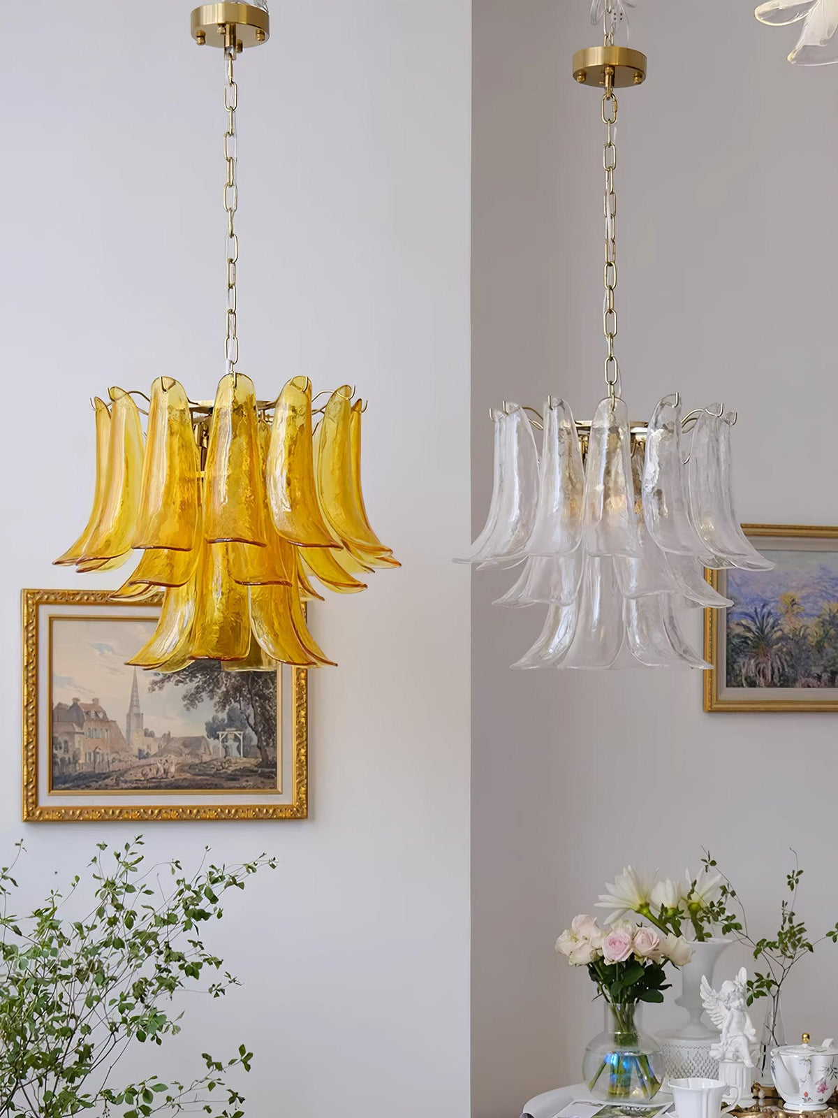 Glyra lampadario ambra Fioritura