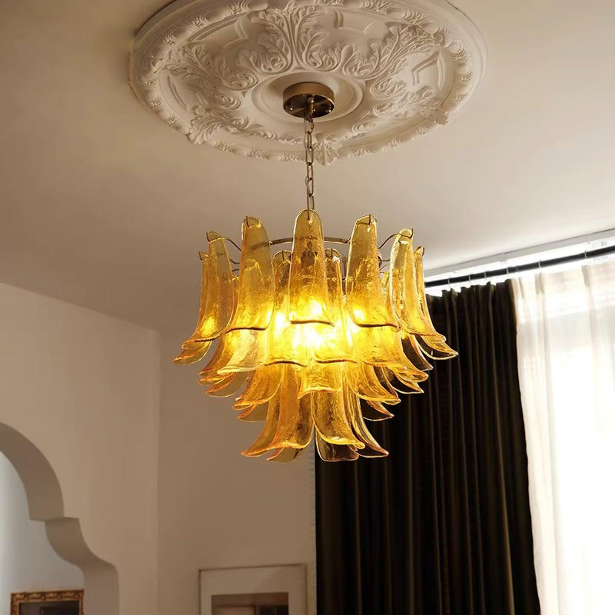 Glyra lampadario ambra Fioritura