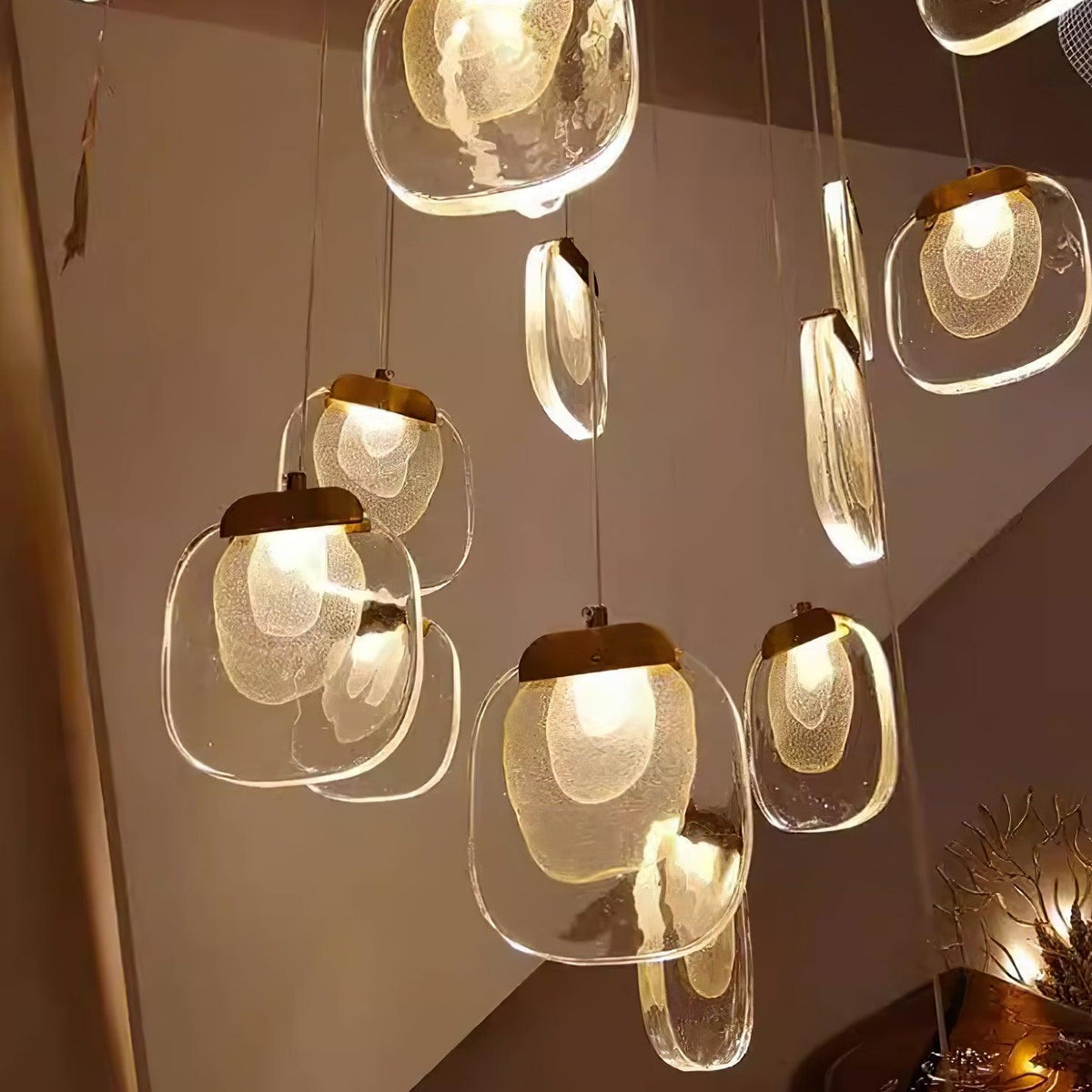Avesia lampada a sospensione minimalista in vetro per scale