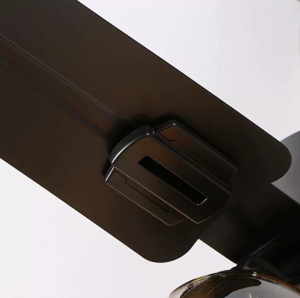 Zazoren Ventilatore da soffitto con luce in vetro nero vintage
