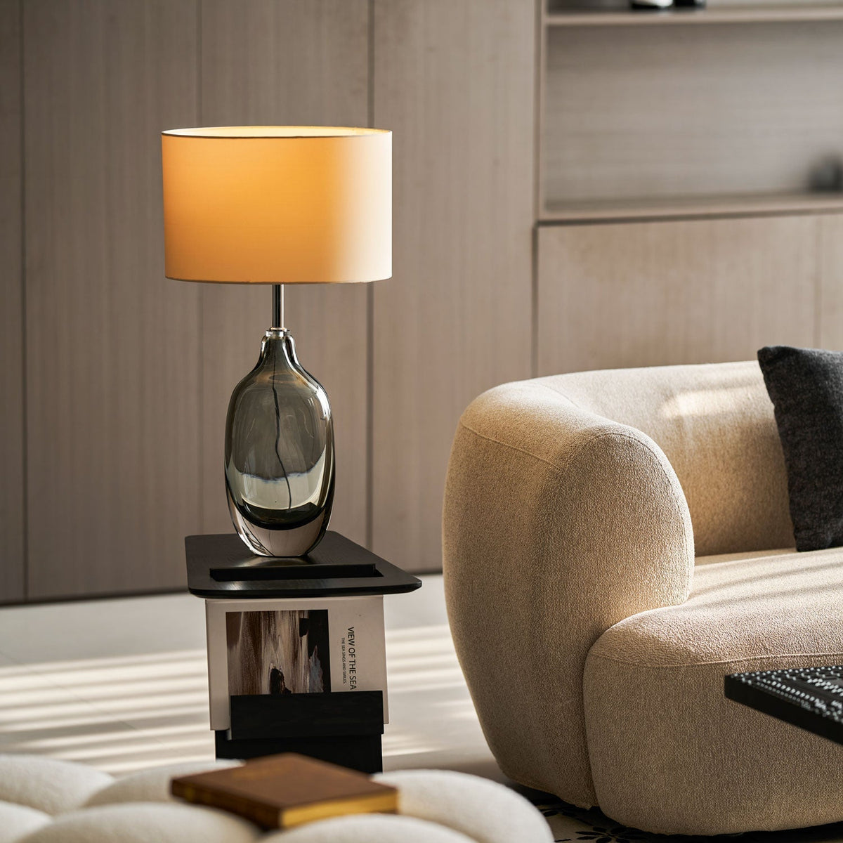 Someray lampada da tavolo in cristallo Soffiato Smoky