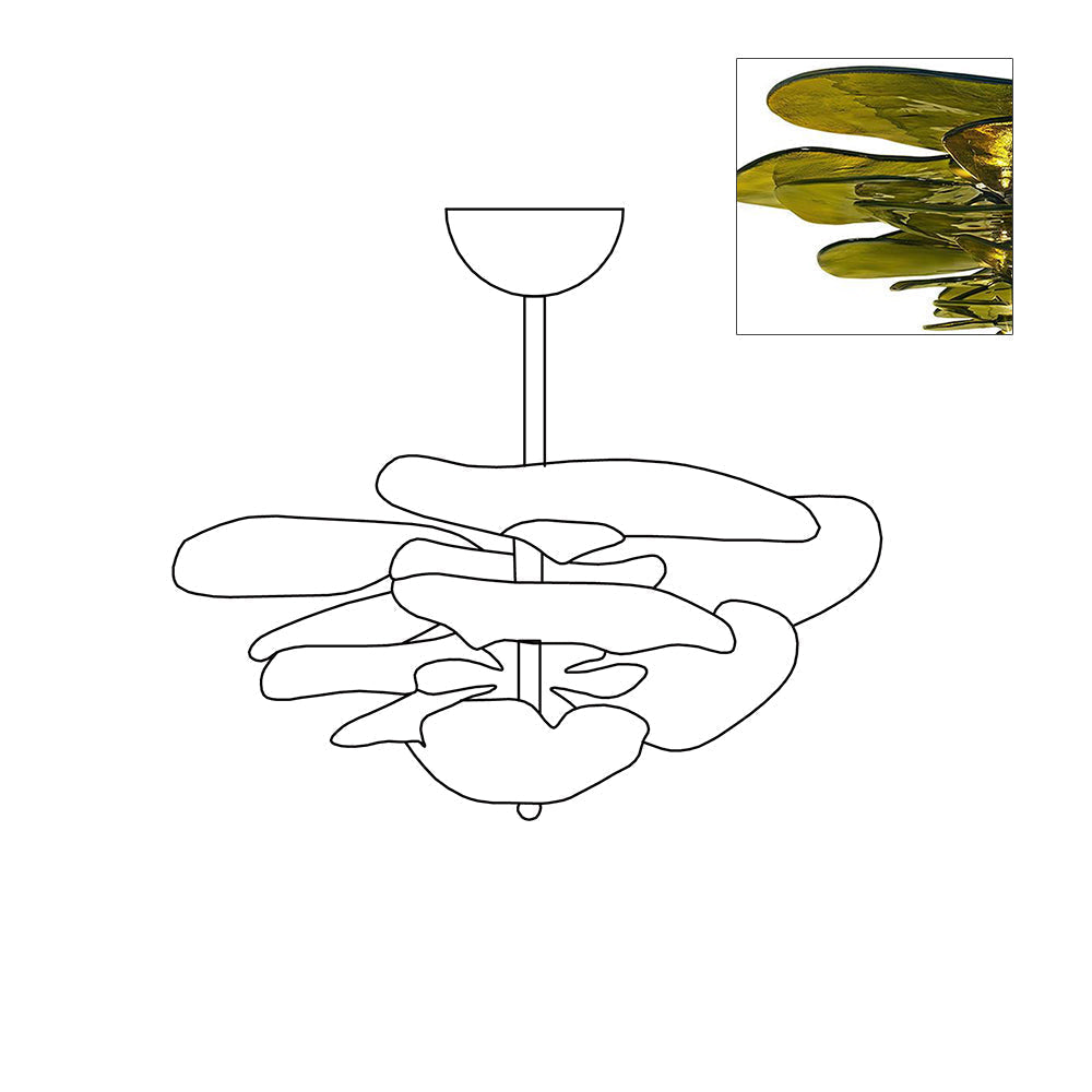 Crivs lampadario Oro vetro Murano petali lusso