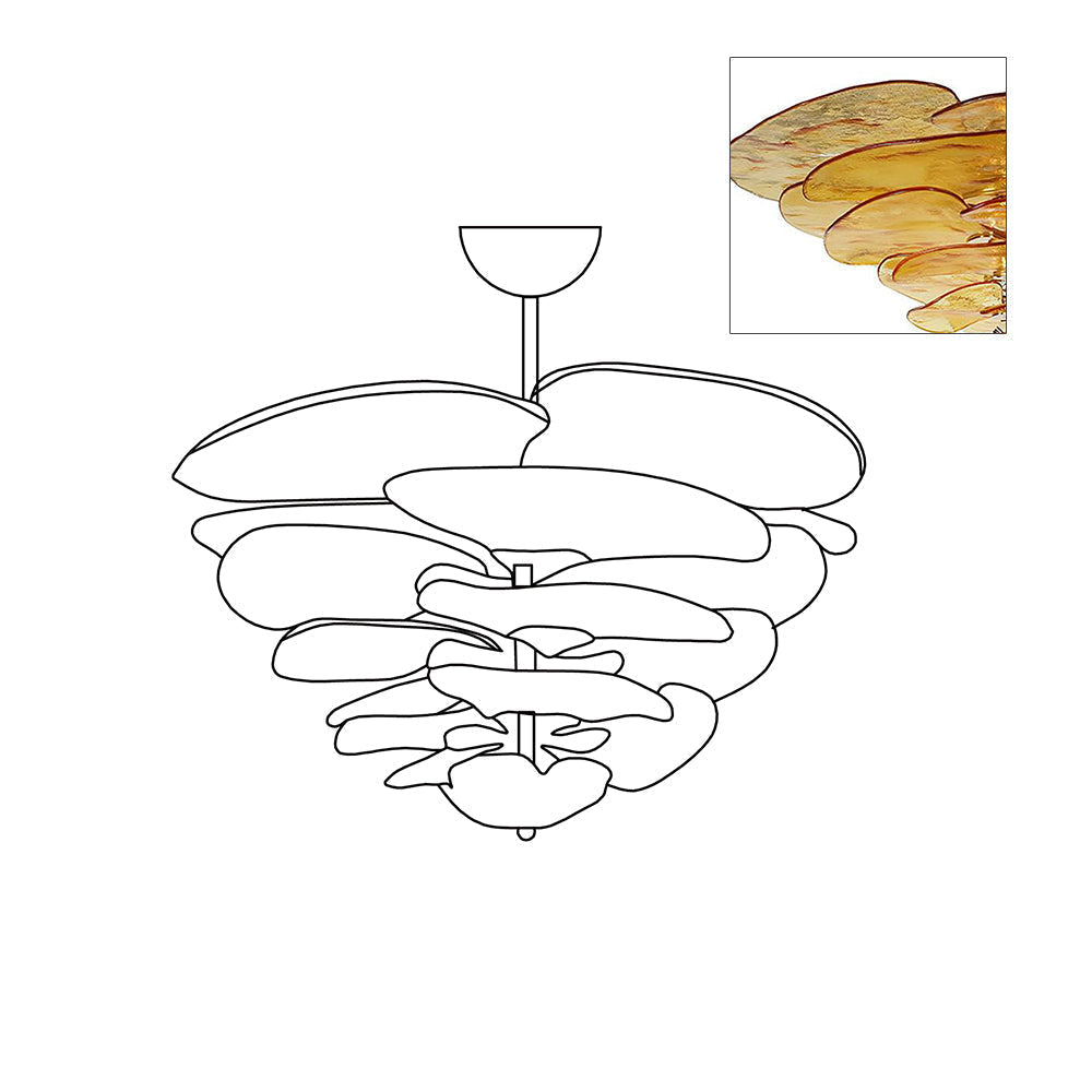 Crivs lampadario Oro vetro Murano petali lusso