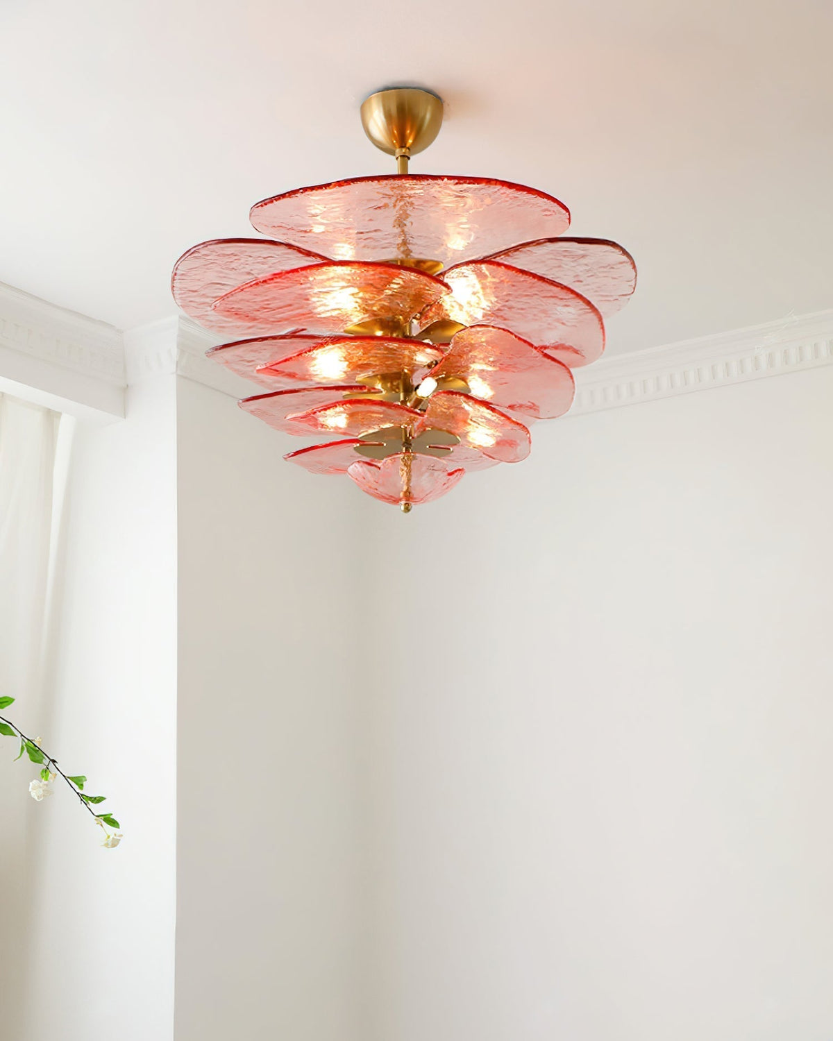 Crivs lampadario Oro vetro Murano petali lusso