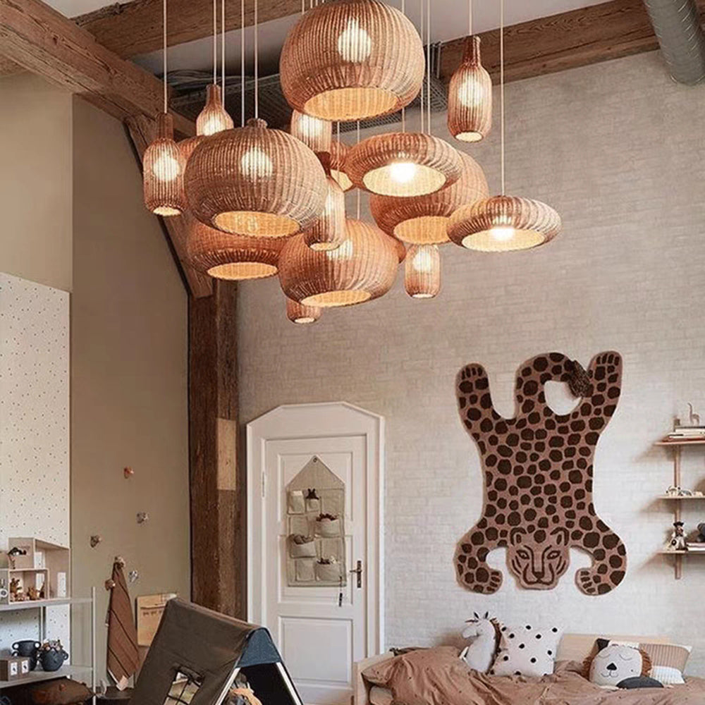 Ritta Giapponese Nordico Lampade a Sospensione Rattan Camera da Letto