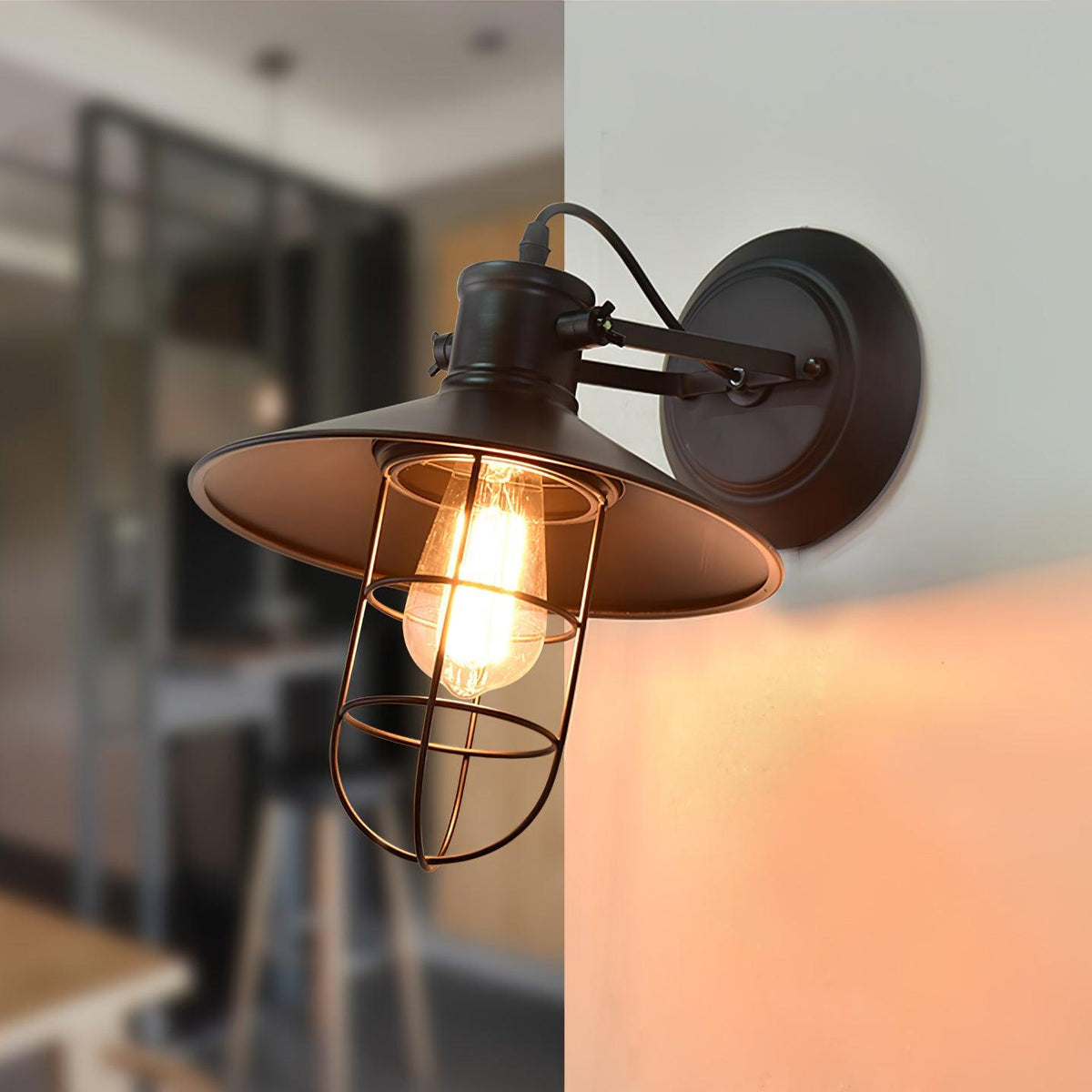 Eiraniella lampada da parete in vetro industriale Harbour