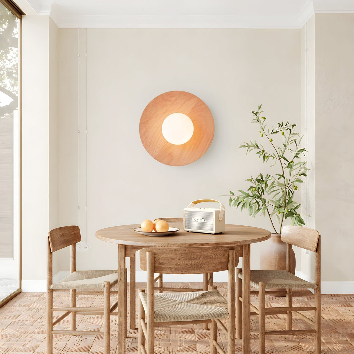 Eloza lampada da parete in legno e vetro moderna minimalista