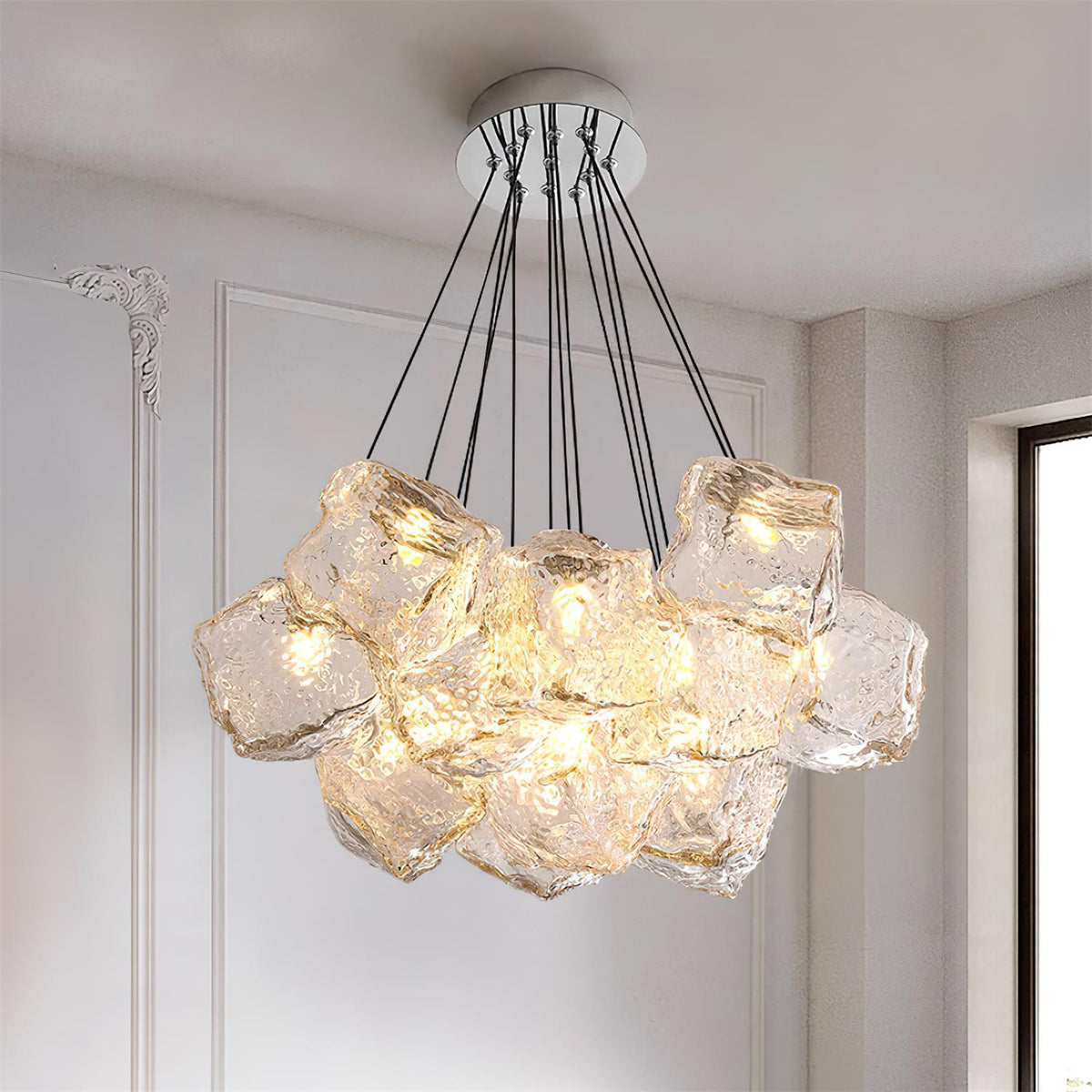 Pebine lampadario in vetro a ciottolo
