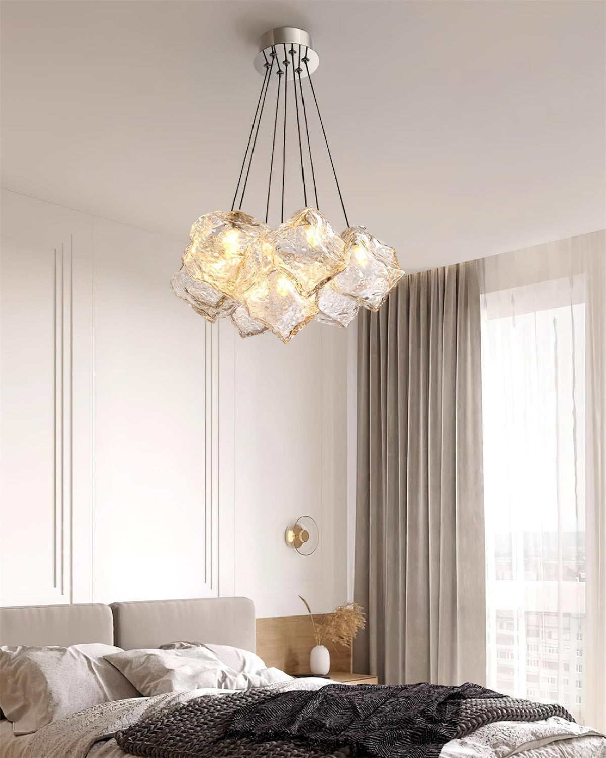 Pebine lampadario in vetro a ciottolo
