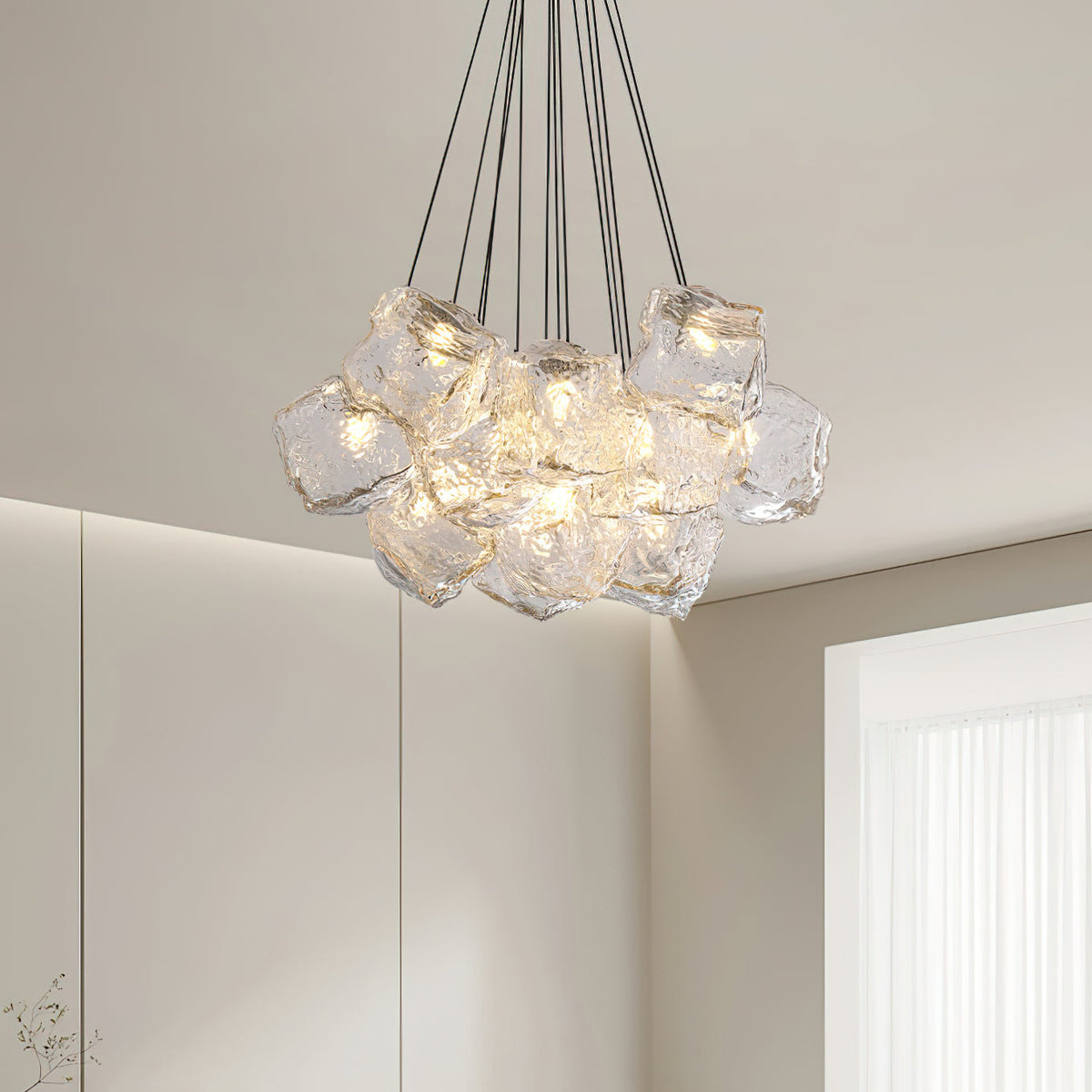 Pebine lampadario in vetro a ciottolo