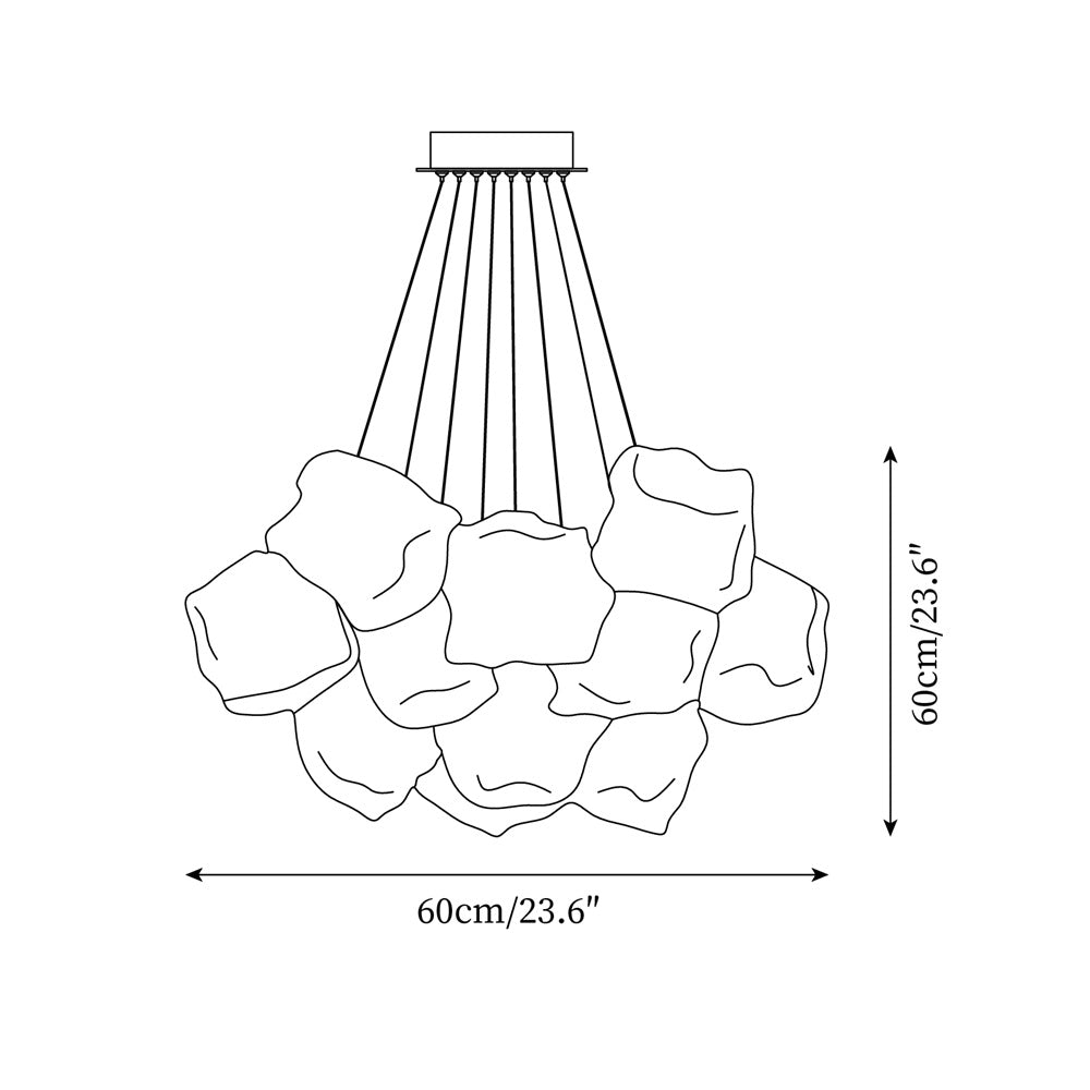 Pebine lampadario in vetro a ciottolo