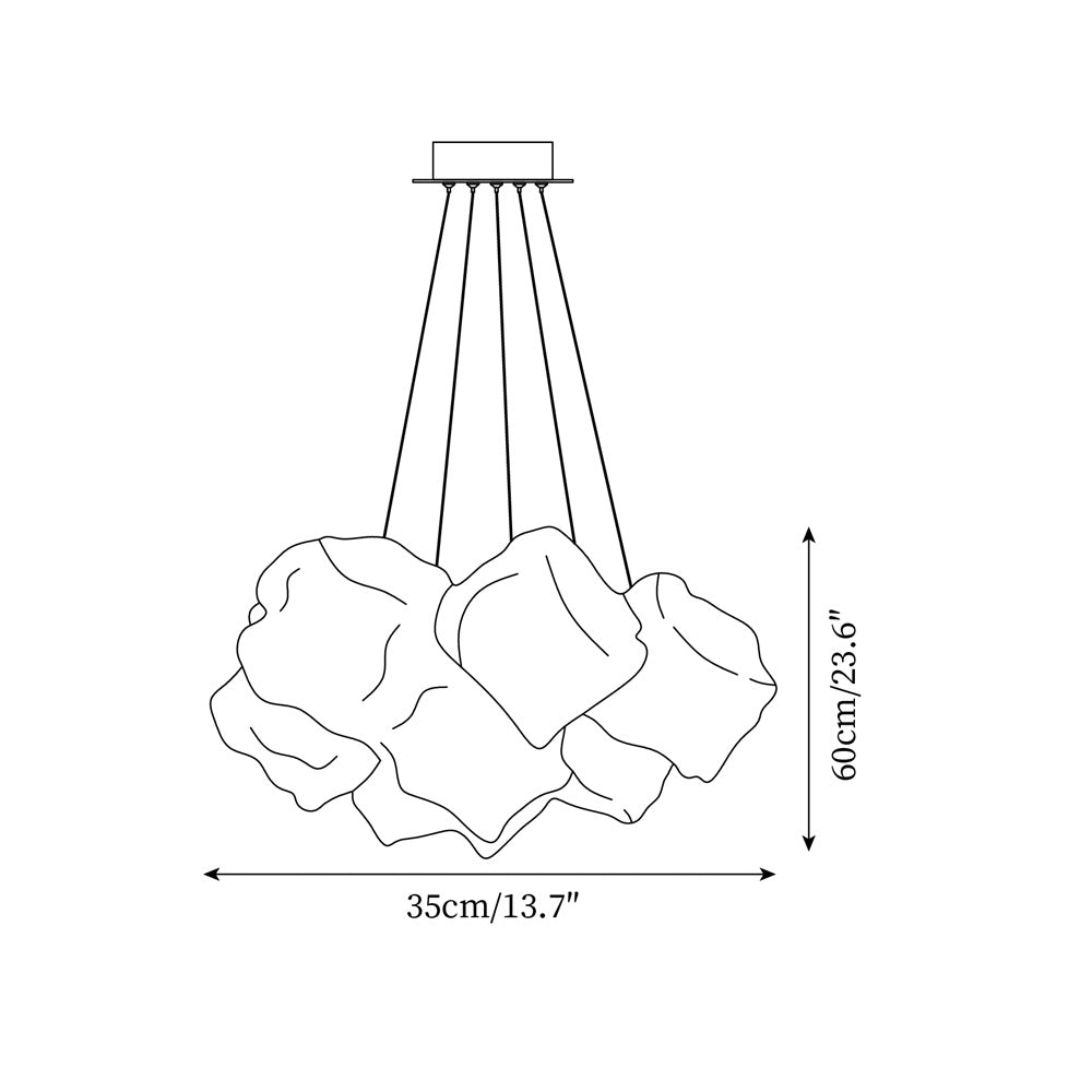 Pebine lampadario in vetro a ciottolo