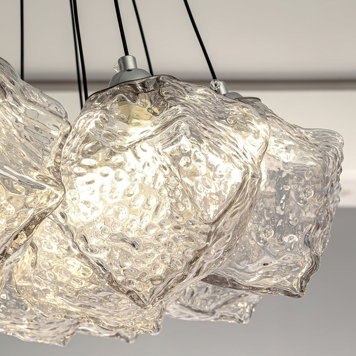 Pebine lampadario in vetro a ciottolo